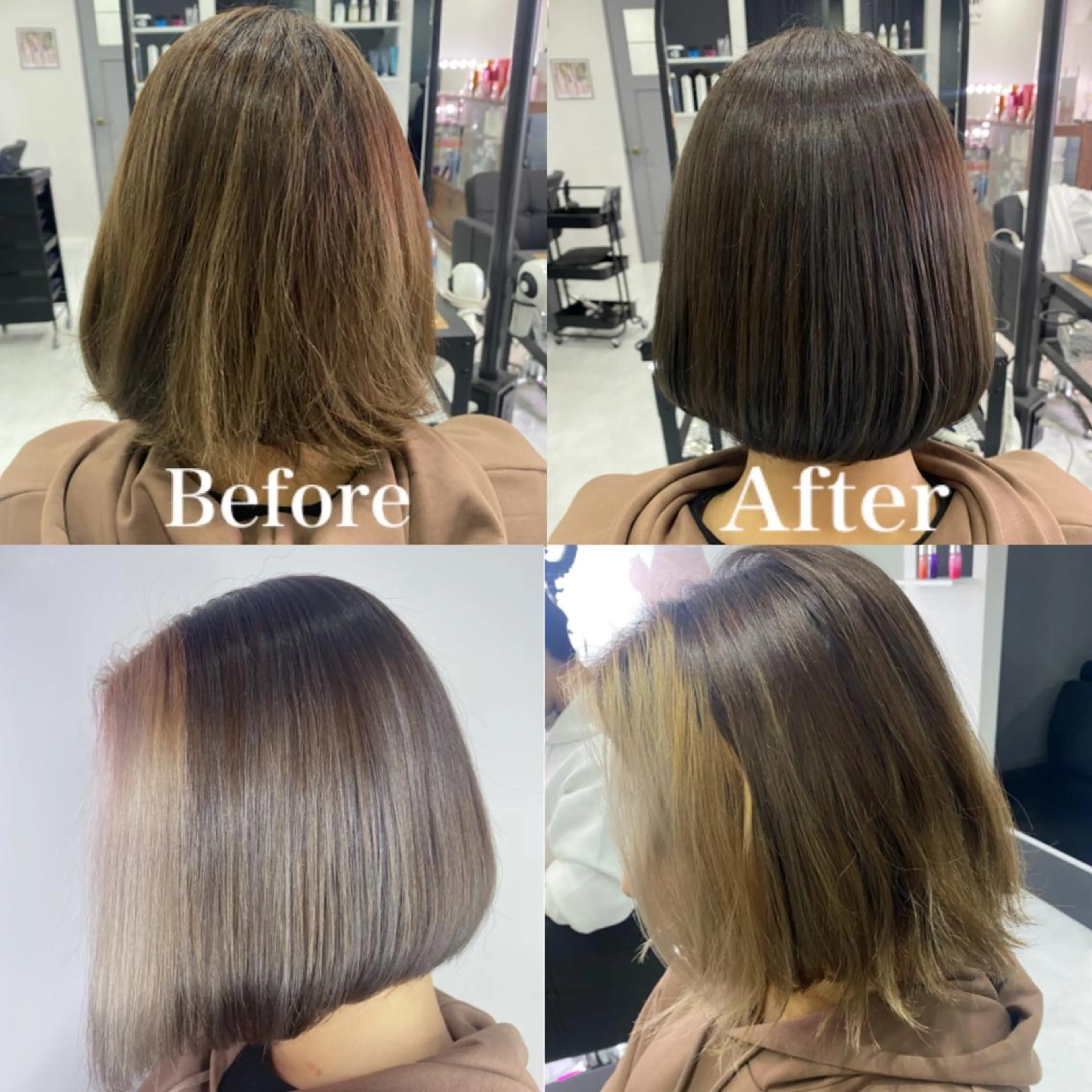 ショート カラー ハイライトカラー ハイライト ヘアカラー トリートメント 髪質改善×矯正🫧 韓国ヘアasamiのヘアスタイル