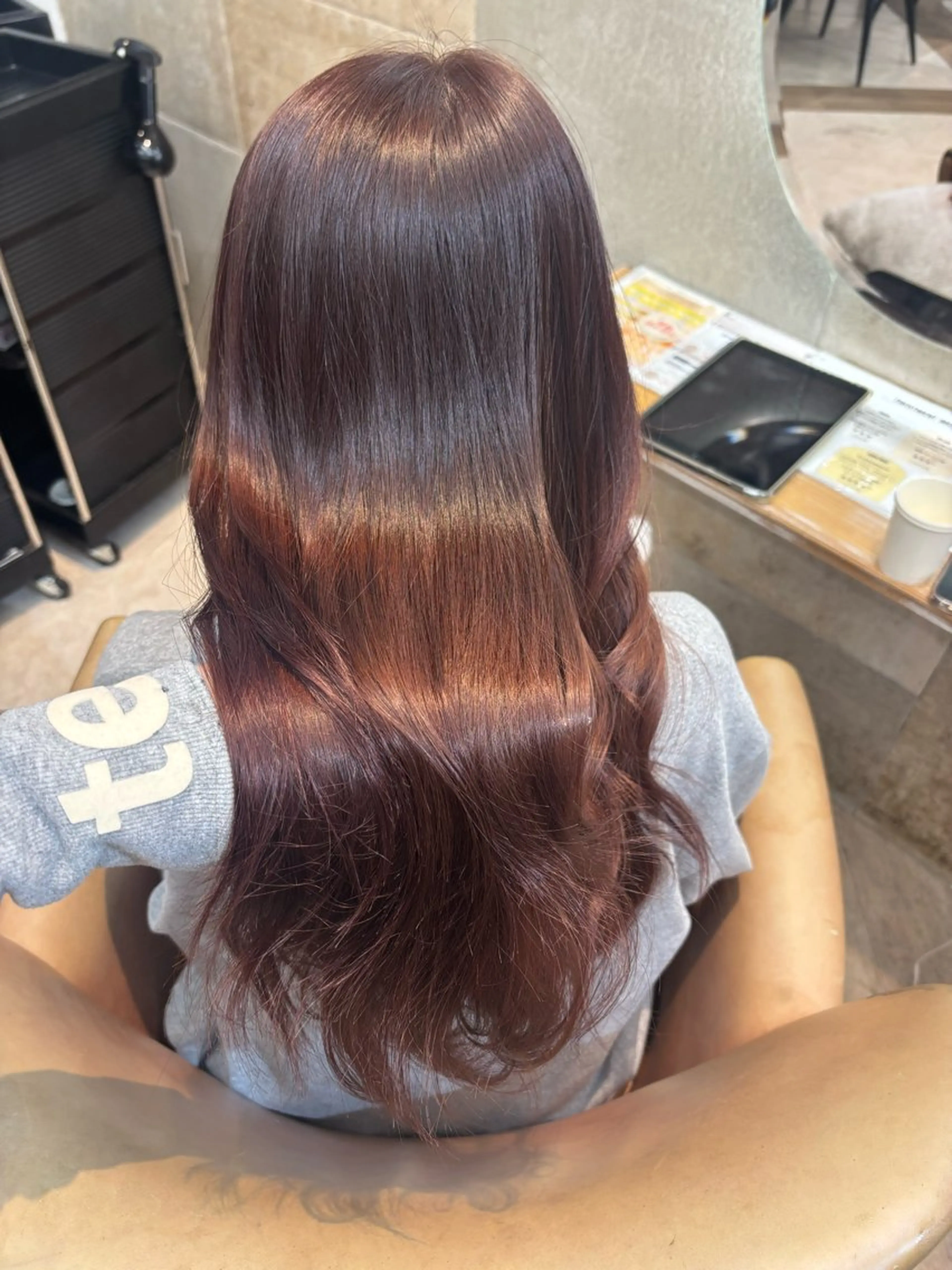 ロング ヘアカラー トリートメント sakura/韓国 ガーリー/ワンホンのヘアスタイル