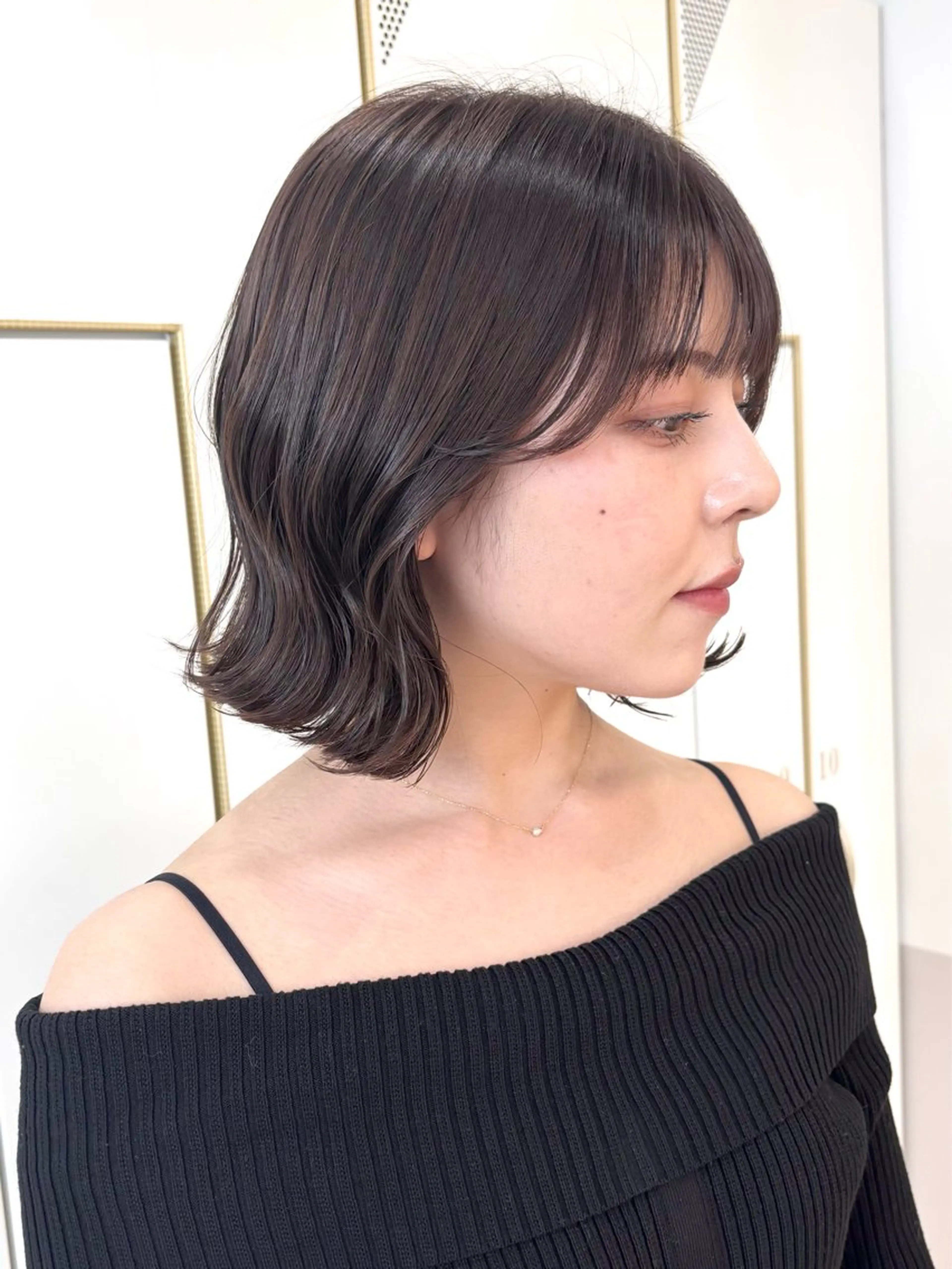 ミディアム カット ヘアカラー 🎀暖色カラー／ボブ 🎀MOMONAのヘアスタイル