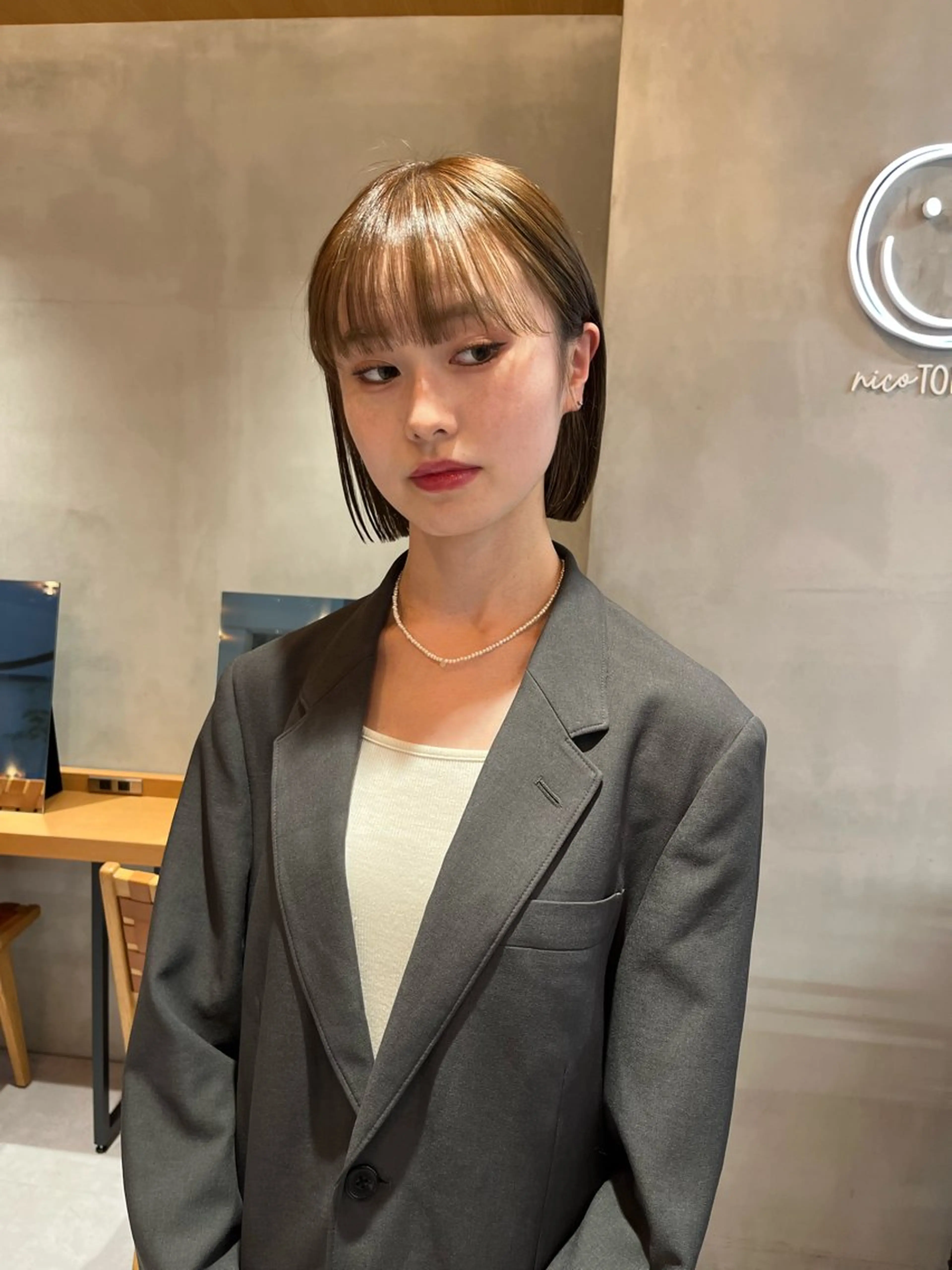 ミディアム カラー カット トリートメント ボブ&透明感カラー ♡TOMOEのヘアスタイル