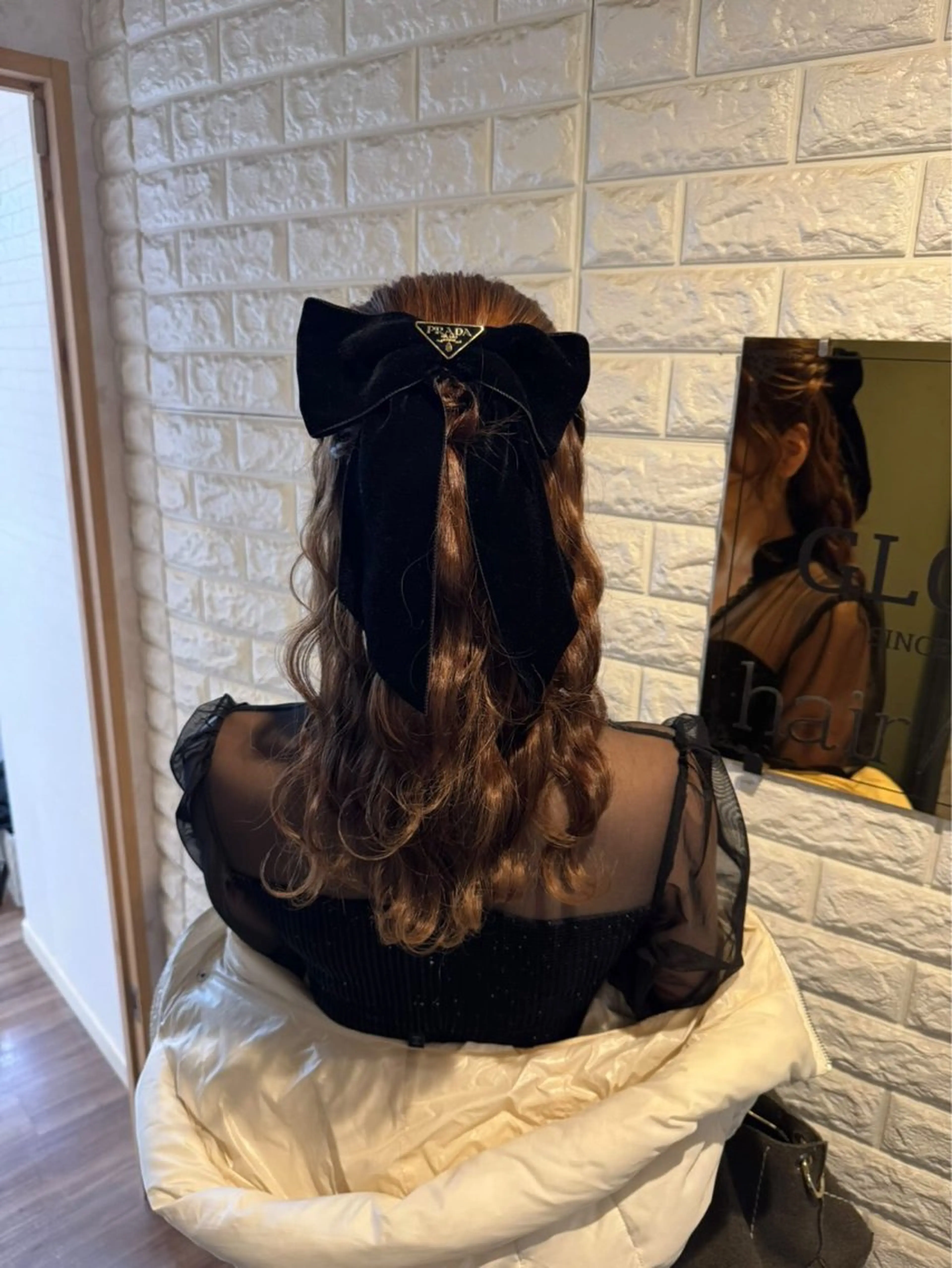 セミロング ヘアアレンジ ハーフアップ ヘアセット GLOSS 心斎橋 山上のヘアスタイル