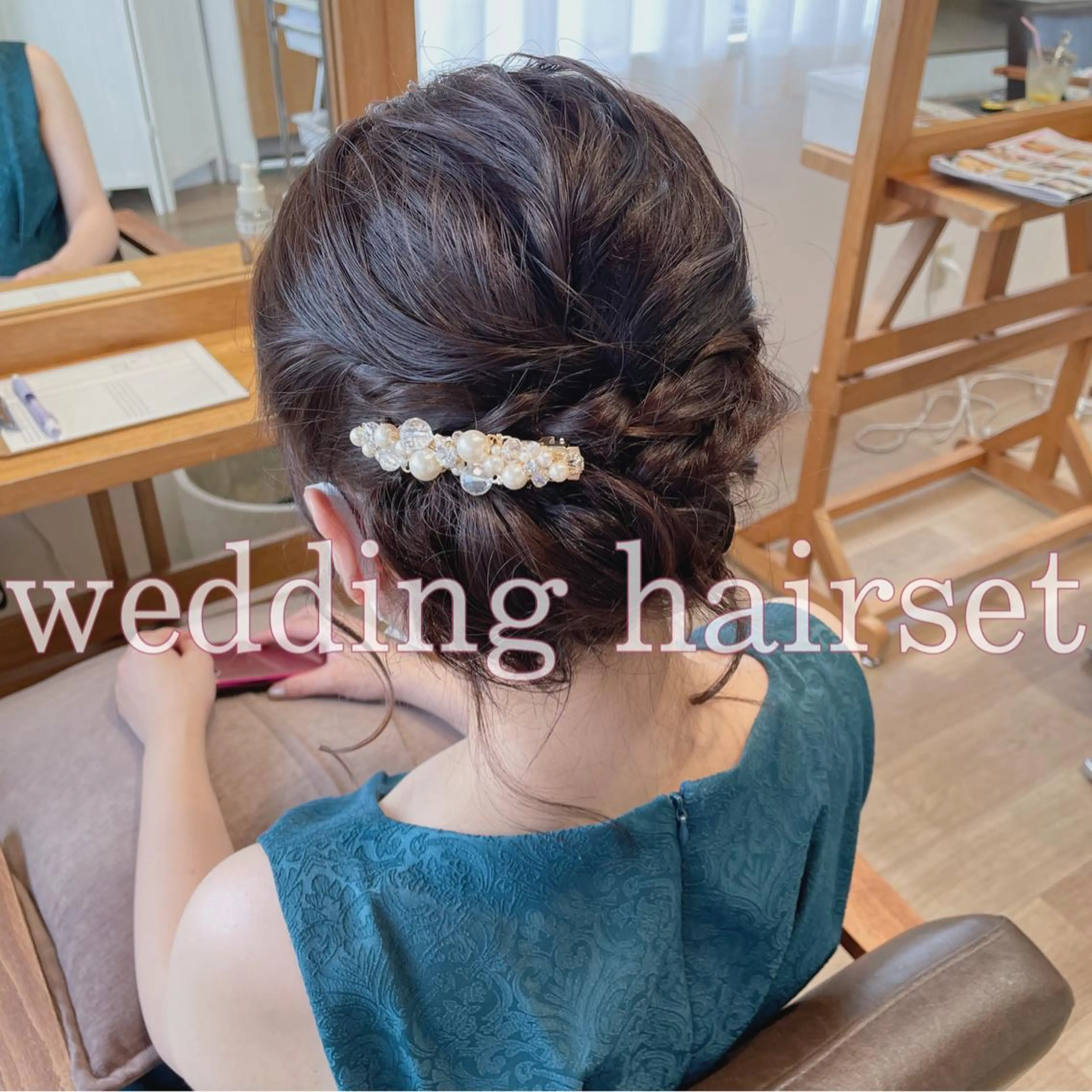 セミロング ヘアアレンジ 結婚式・ブライダル なつき/艶ピンク/ girly hairのヘアスタイル