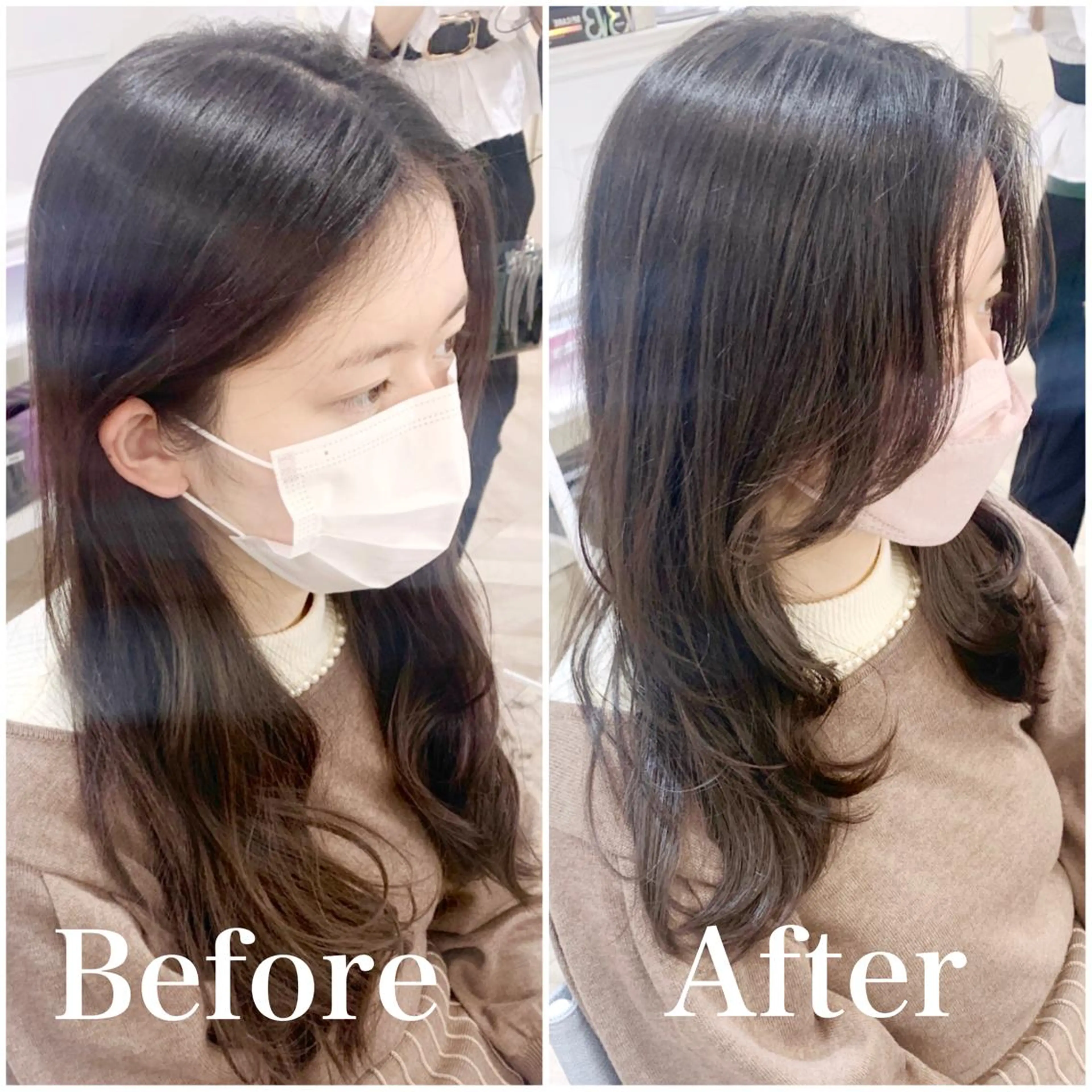 ロング ブリーチなしダブル/ レイヤーカット 小棹のヘアスタイル