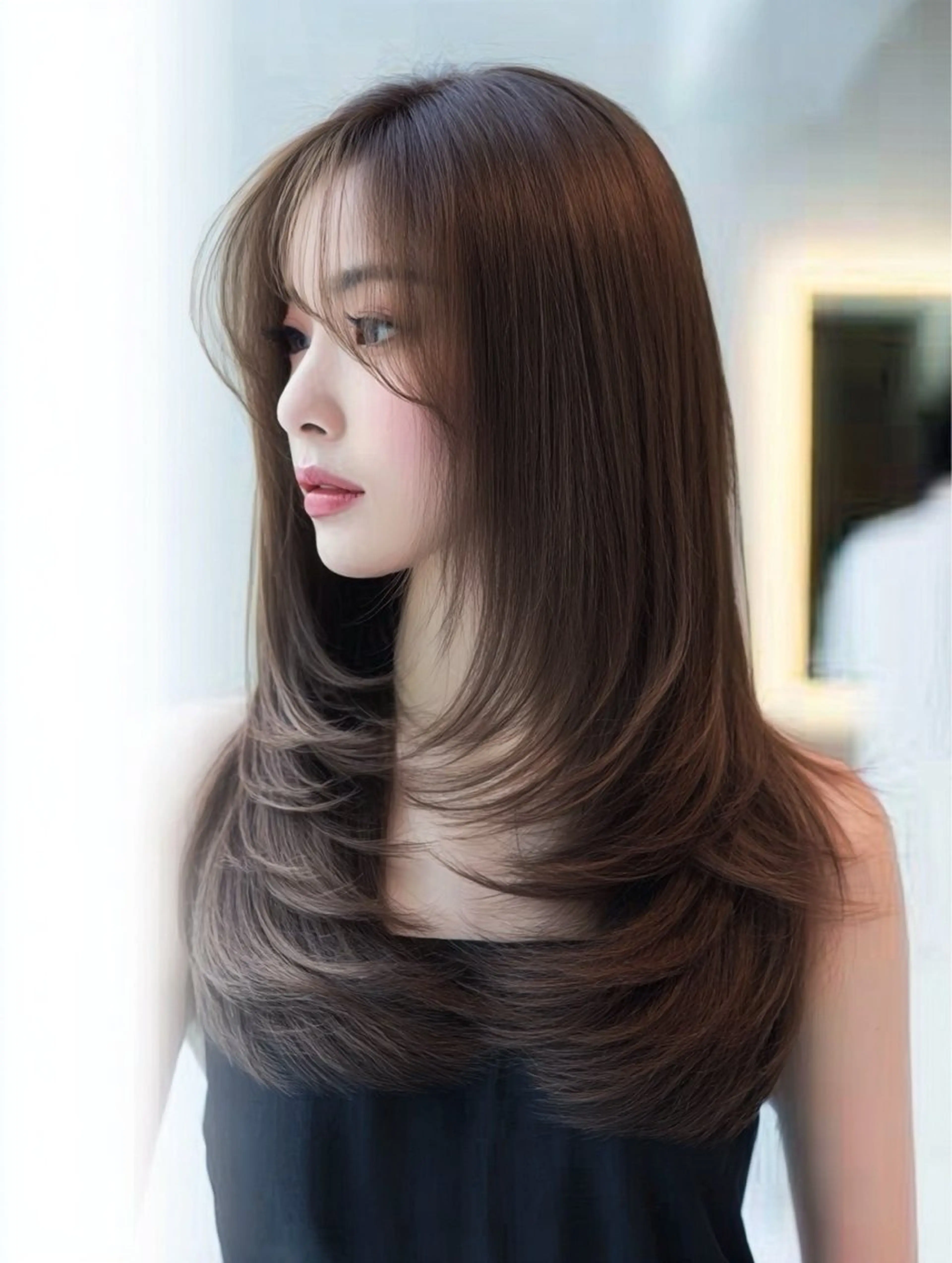 セミロング セミロングパーマ ハイレイヤー 髪質改善 韓国風ヘア レイヤーカット カット ヘアカラー 縮毛矯正 トリートメント ✨毛髪診断で絶対綺麗 ✨美髪艶髪専門✨高浪のヘアスタイル