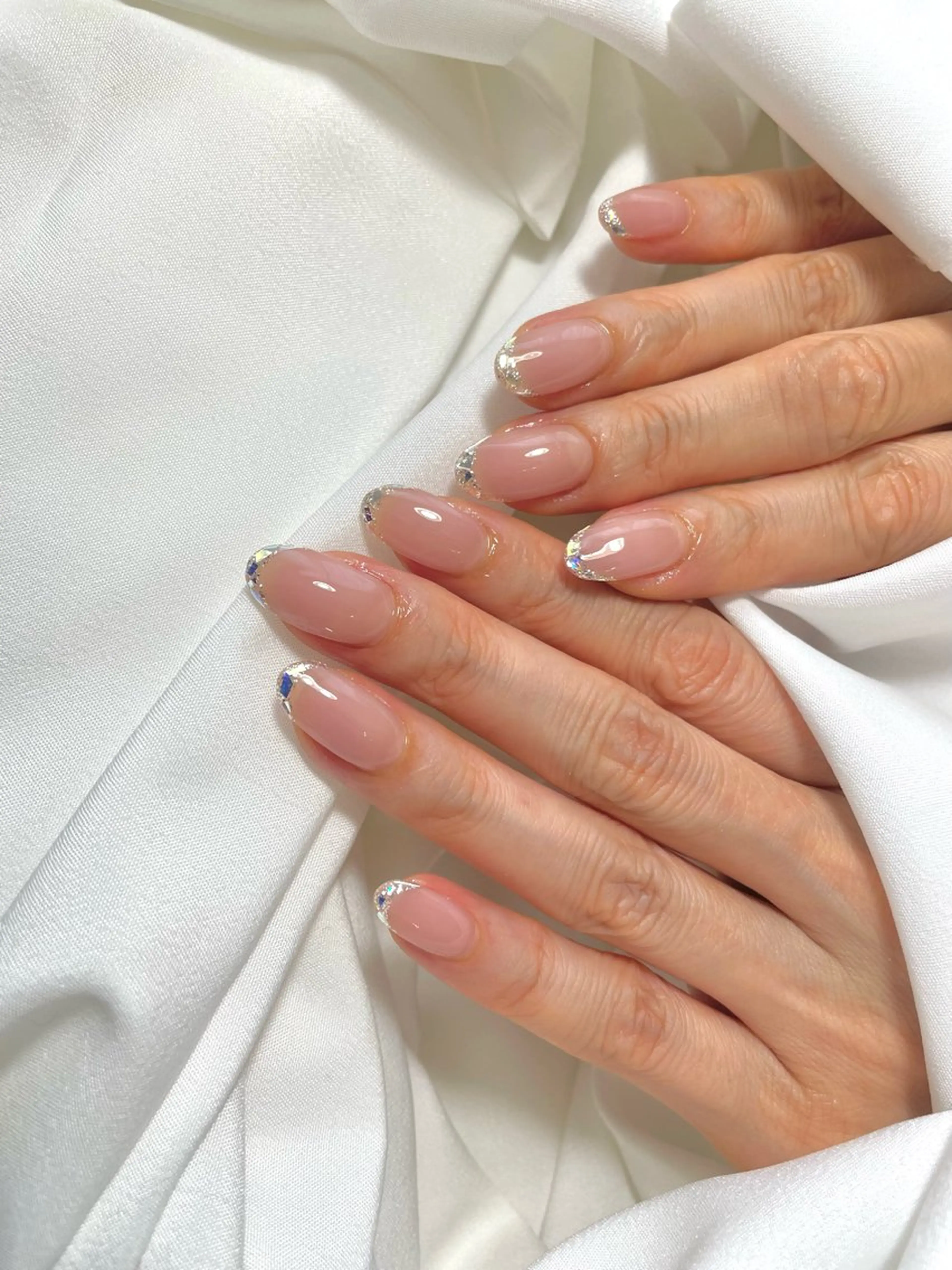 ネイル フレンチネイル ジェルネイル ガラスフレンチ 韓国ネイル ワンカラーネイル ハンドネイル ハンドケア A OIのネイルデザイン