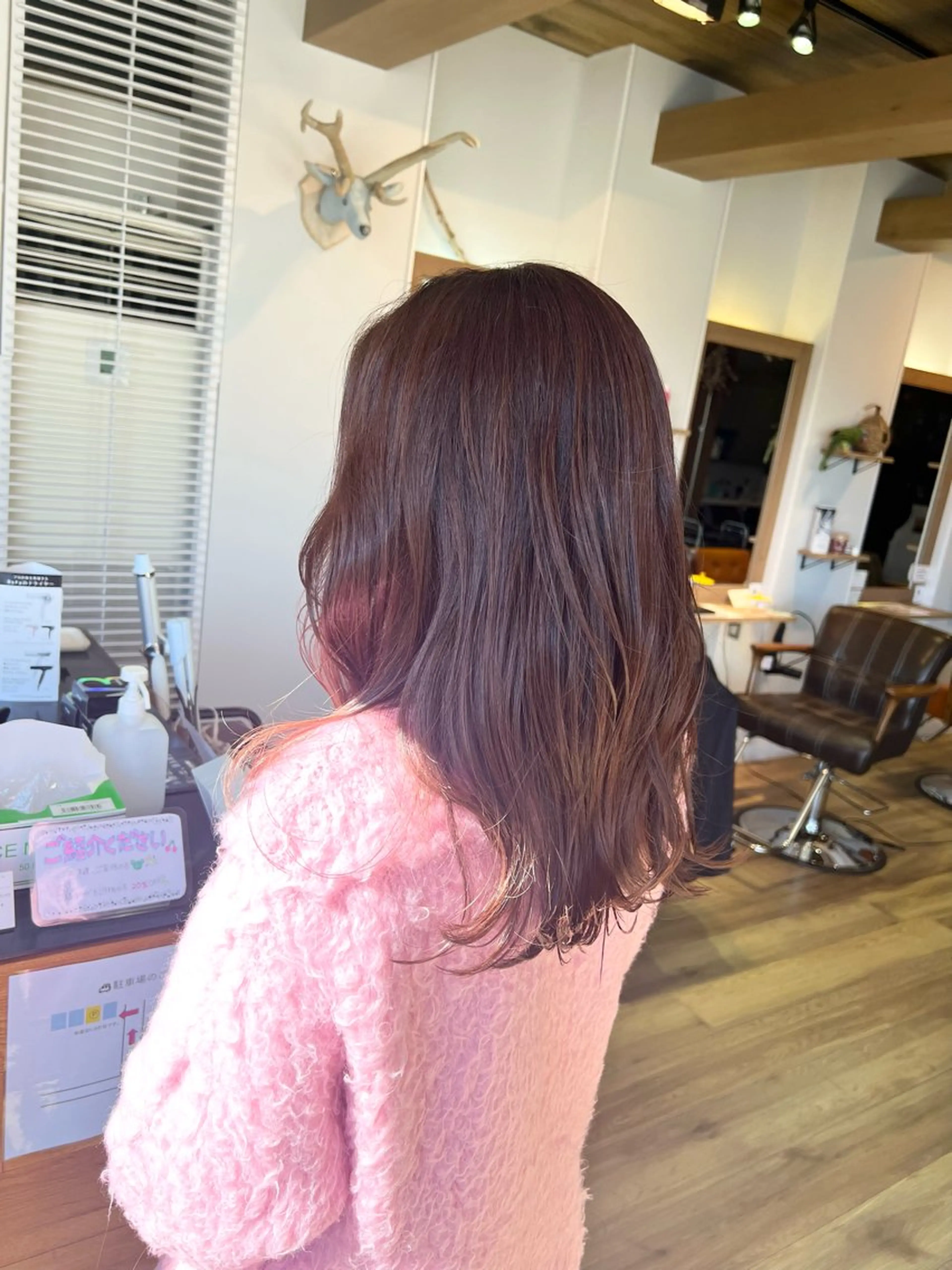 セミロング カラー ピンクカラー ヘアカラー トリートメント 堀 望美のヘアスタイル