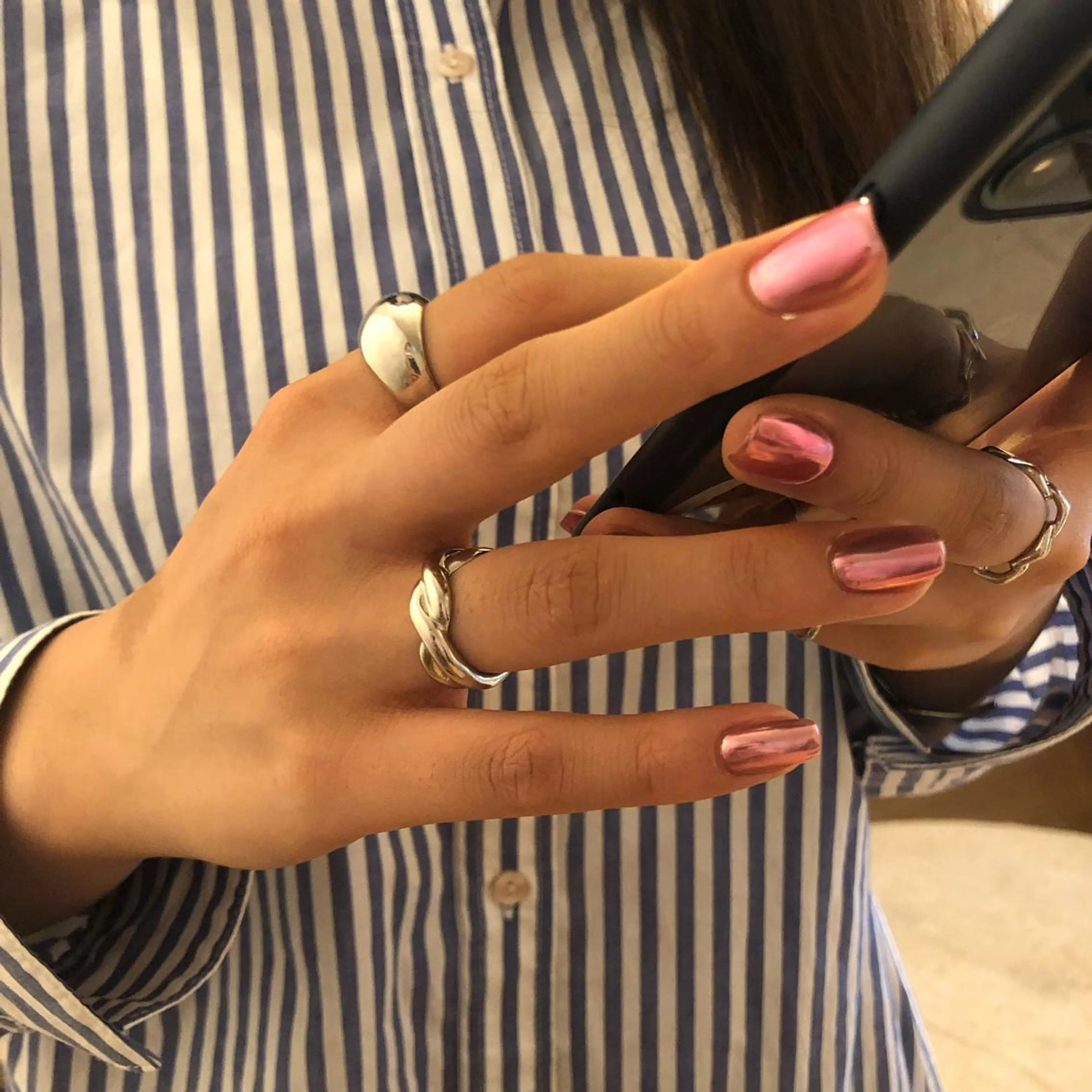 ネイル ミラーネイル ピンク Nes.Nail所属・Miyagi Asamiのネイルデザイン