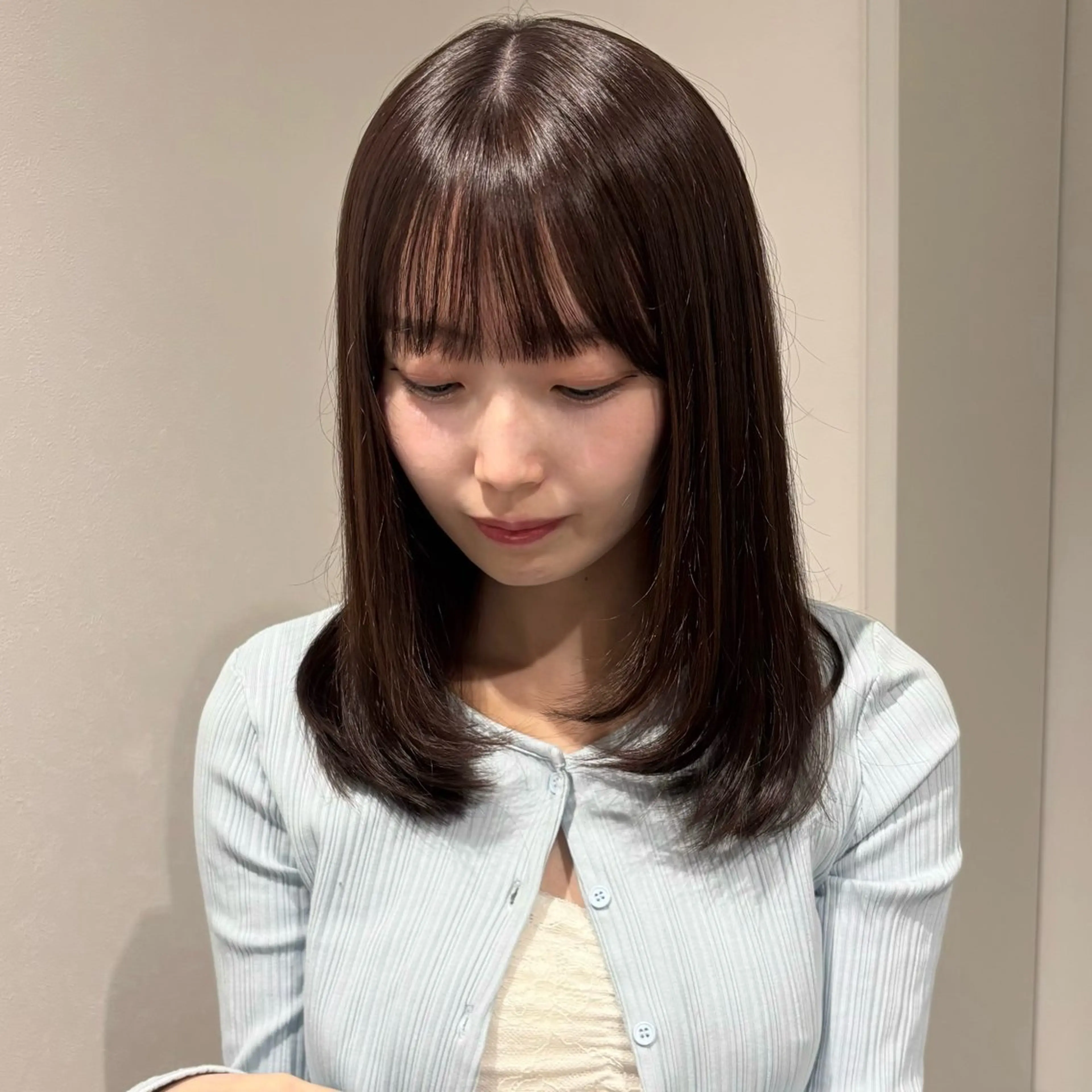 ミディアム カラー カット ヘアカラー トリートメント 透明感カラー/ レイヤー🪽千優のヘアスタイル