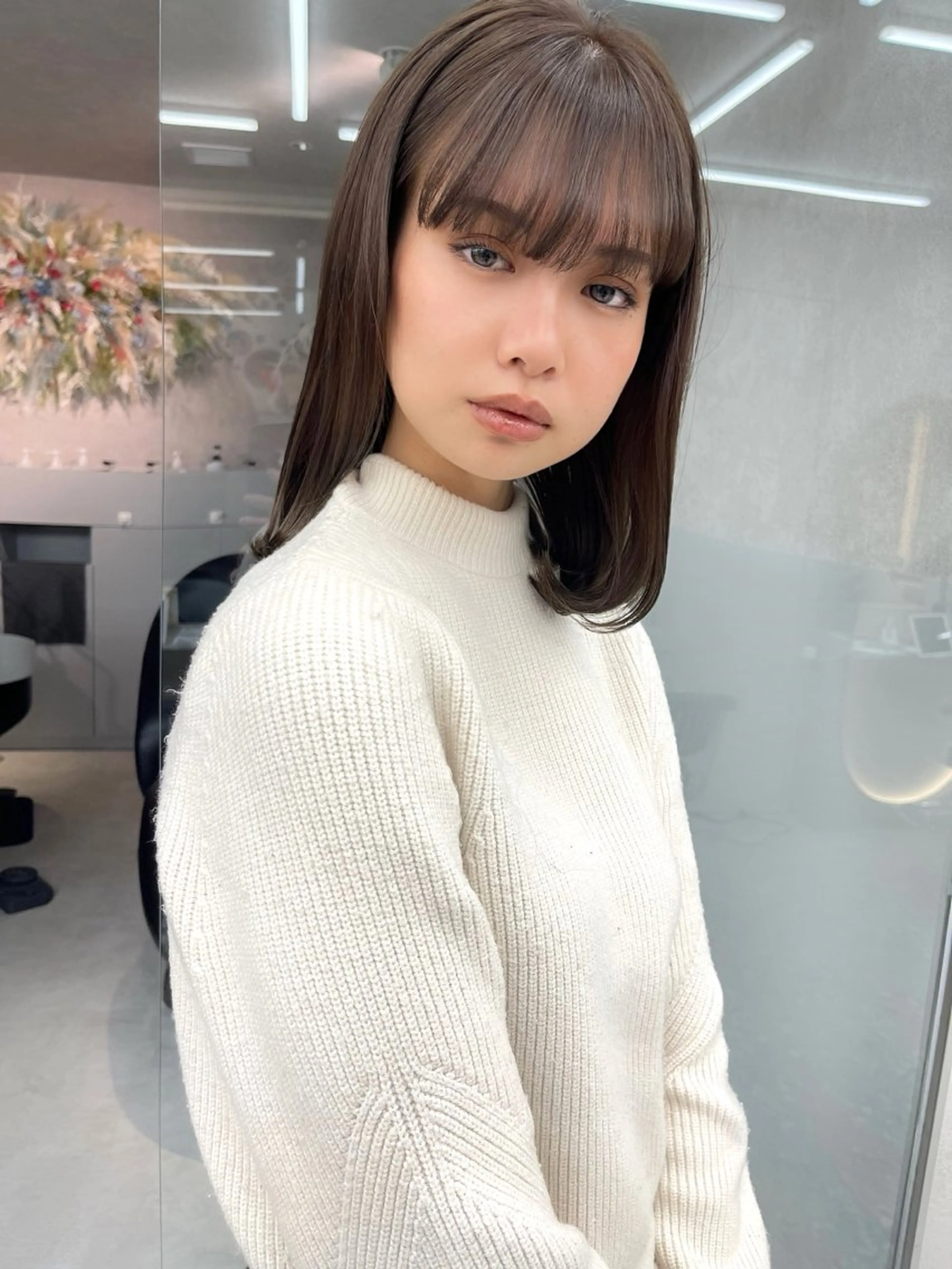 ミディアム ボブ カット ヘアカラー トリートメント 顔周り🇰🇷ロンド レイヤー✨カジワラのヘアスタイル