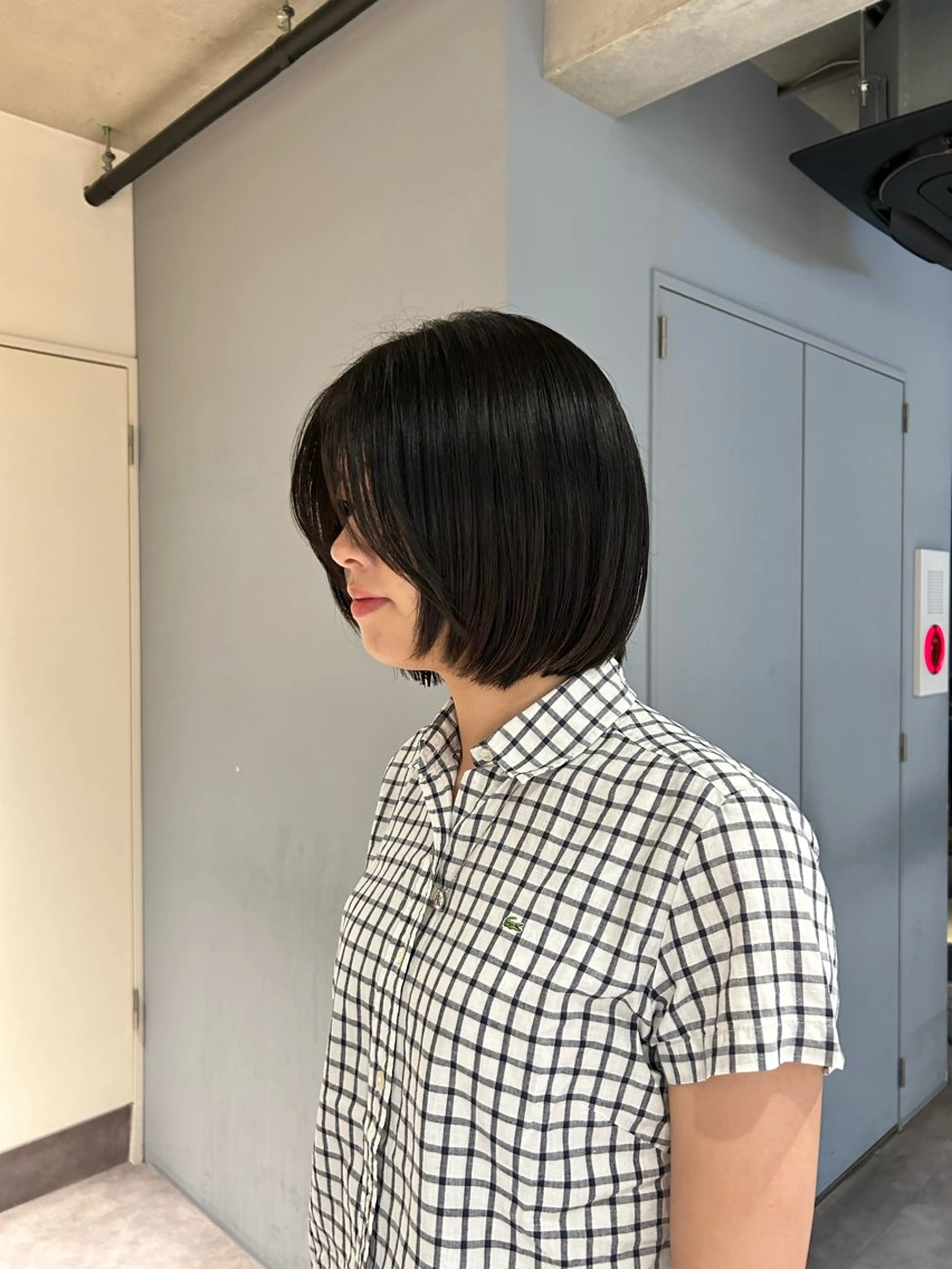 ショート ボブ 顔周りカット ハイレイヤー レイヤーカット カット 葉月/ボブ/ 透明感カラー／中目黒のヘアスタイル