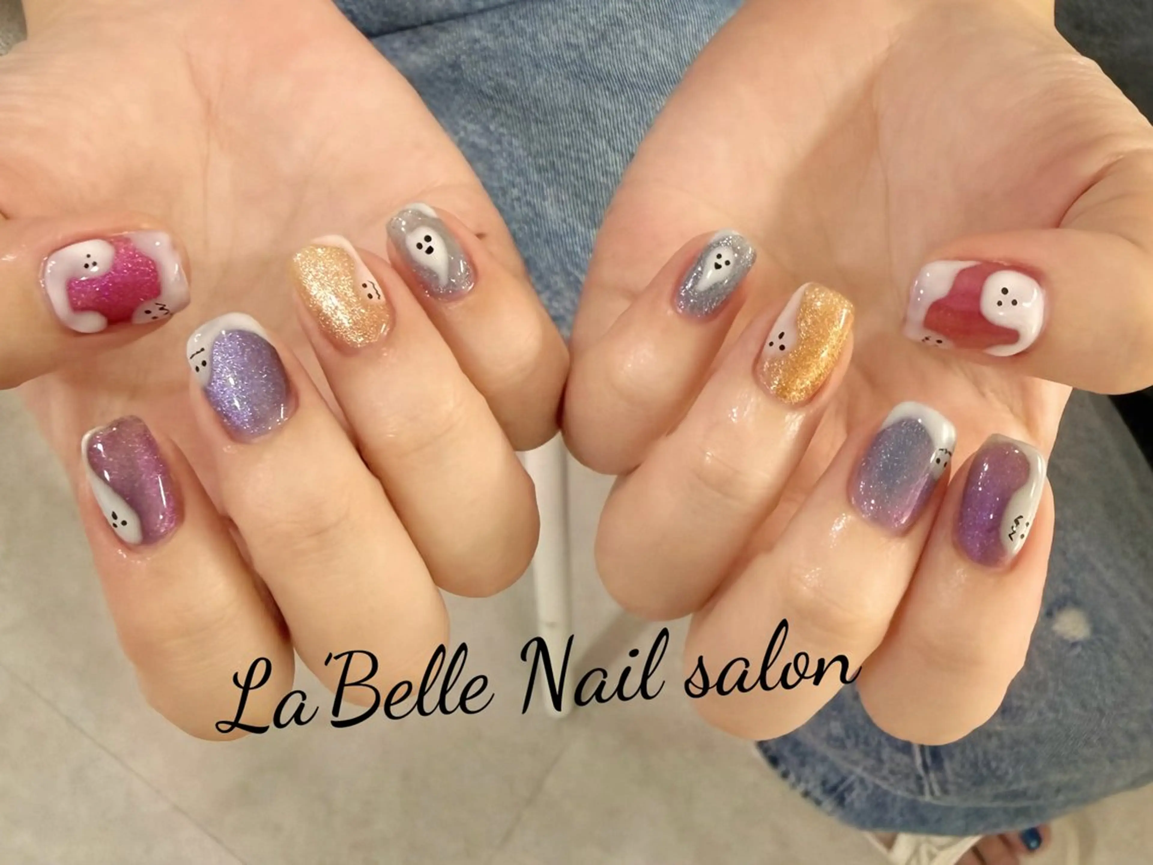 ネイル ジェルネイル ハロウィン マグネットネイル 持ち込み パラジェル ハンドネイル La’Belle nail_のネイルデザイン