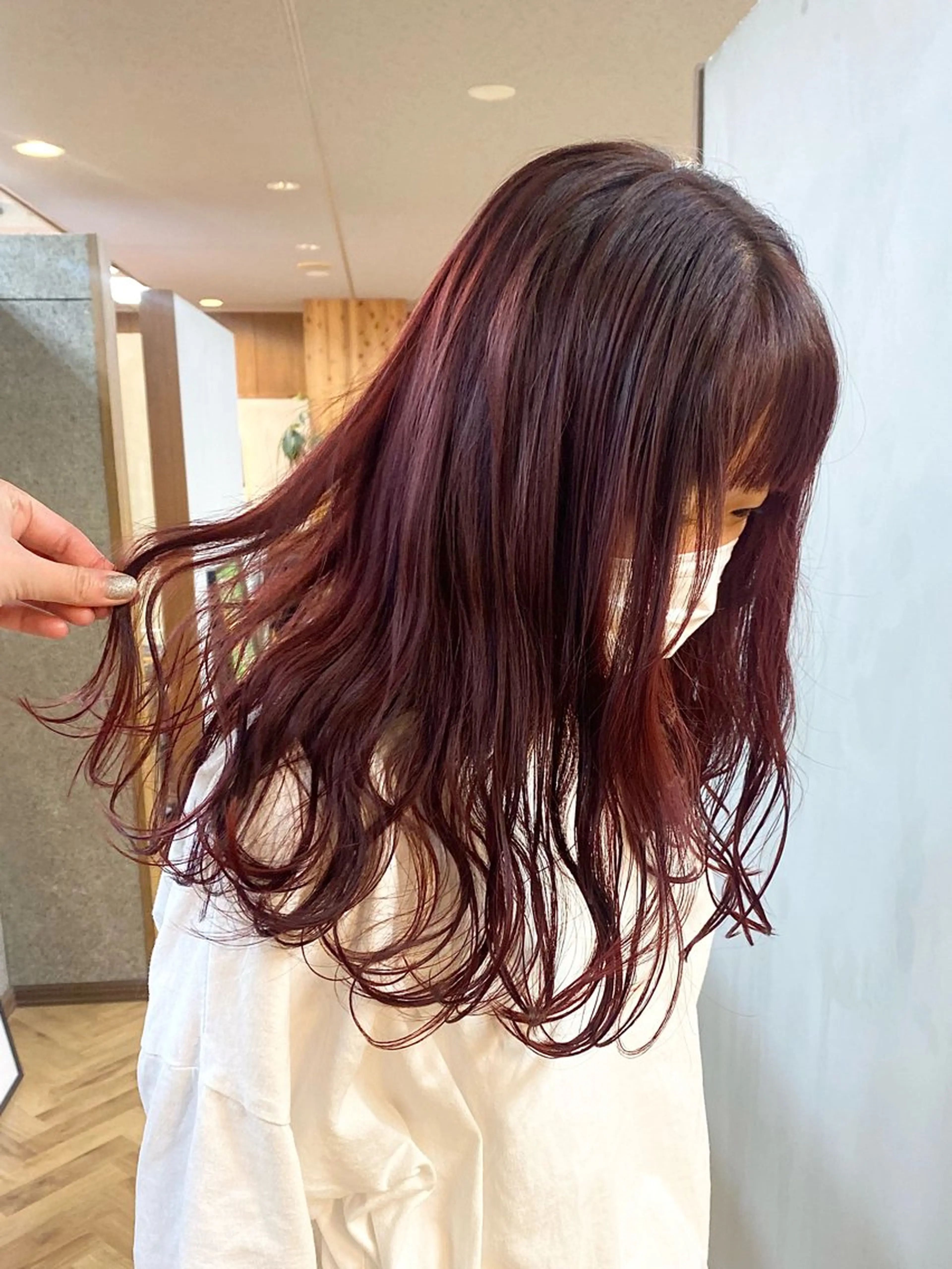 セミロング カラー ヘアアレンジ ブリーチ ブリーチなしカラー レッドカラー カット ヘアカラー トリートメント ハル🌸柔色/ ブリーチなし/艶髪のヘアスタイル