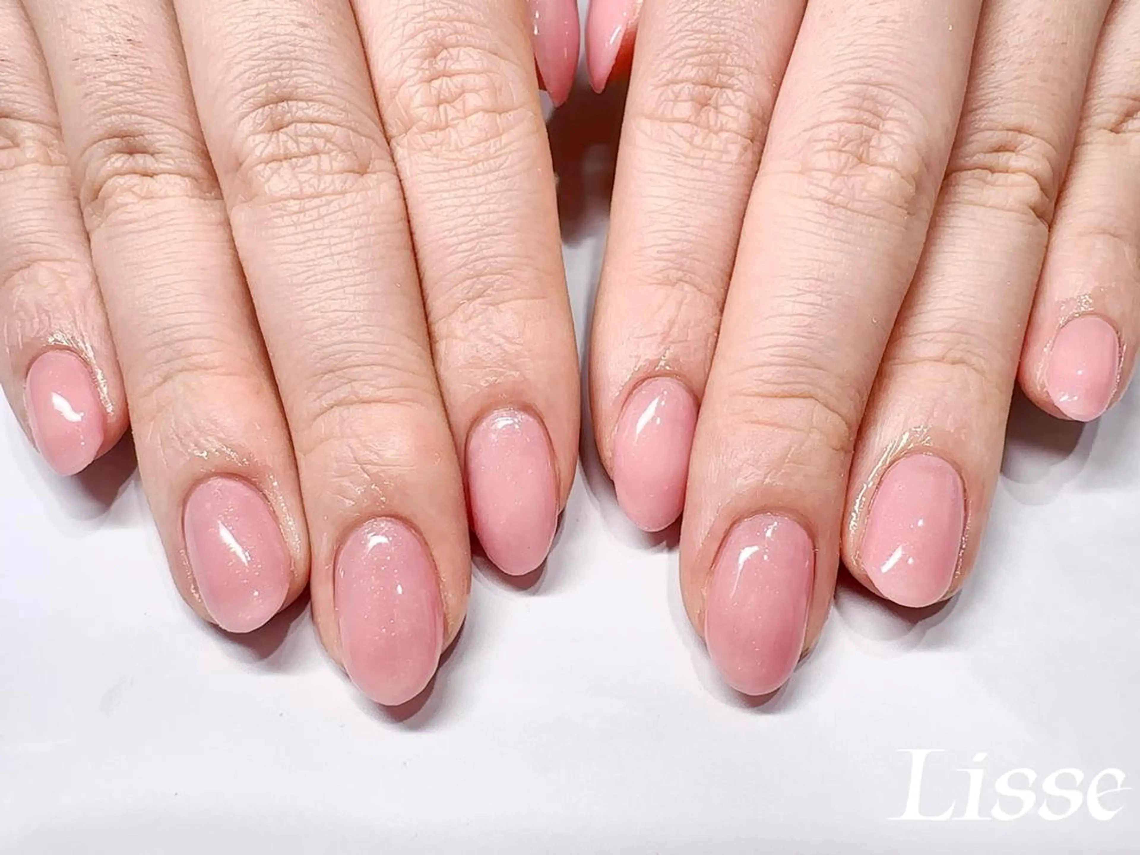 ネイル ラメ(グリッター) ワンカラーネイル ピンク Lisse銀座 Akuのネイルデザイン