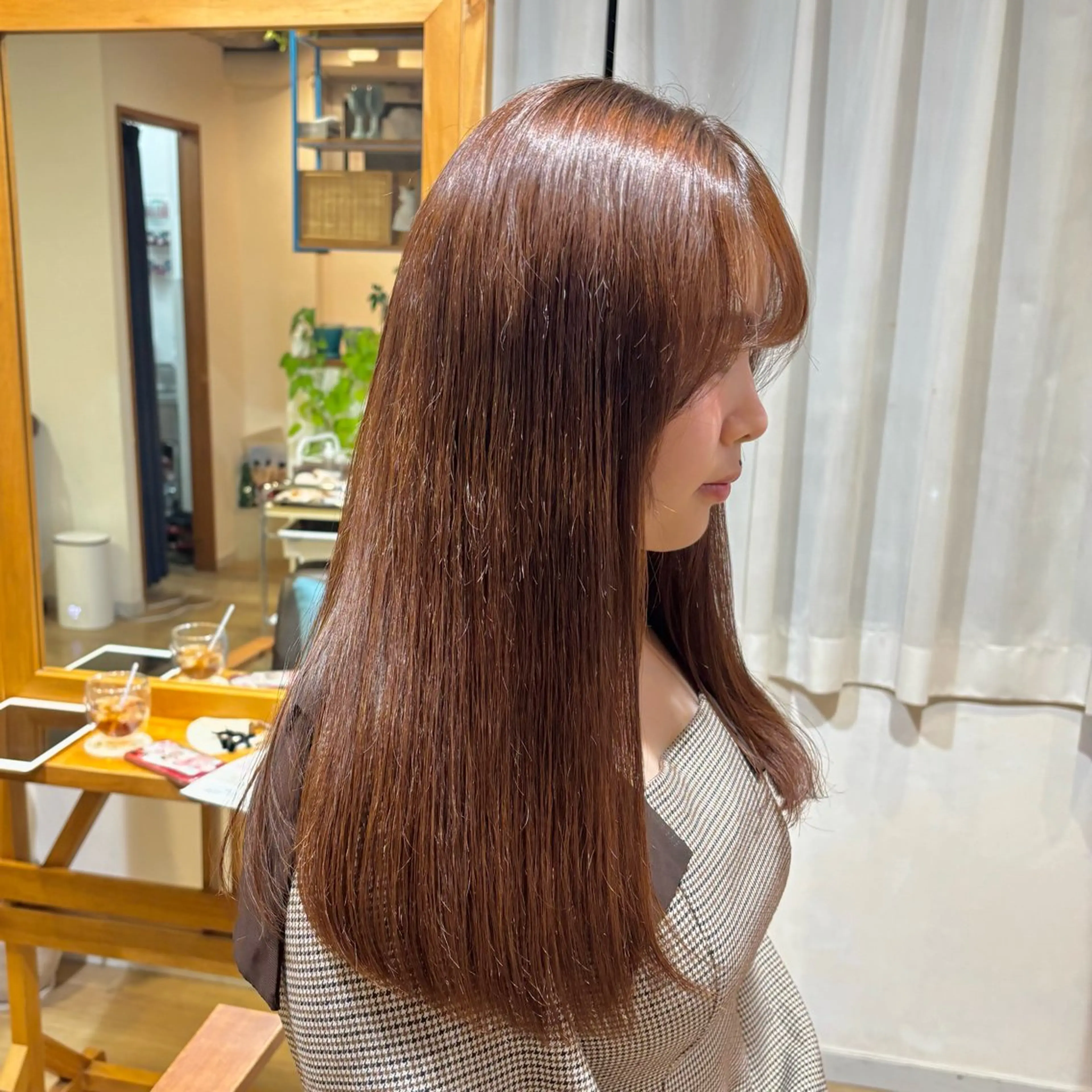ロング カラー ベージュカラー ピンクカラー ピンクベージュ カット ヘアカラー トリートメント ヘッドスパ RINNO🌷艶髪/ 透明感&艶カラーのヘアスタイル