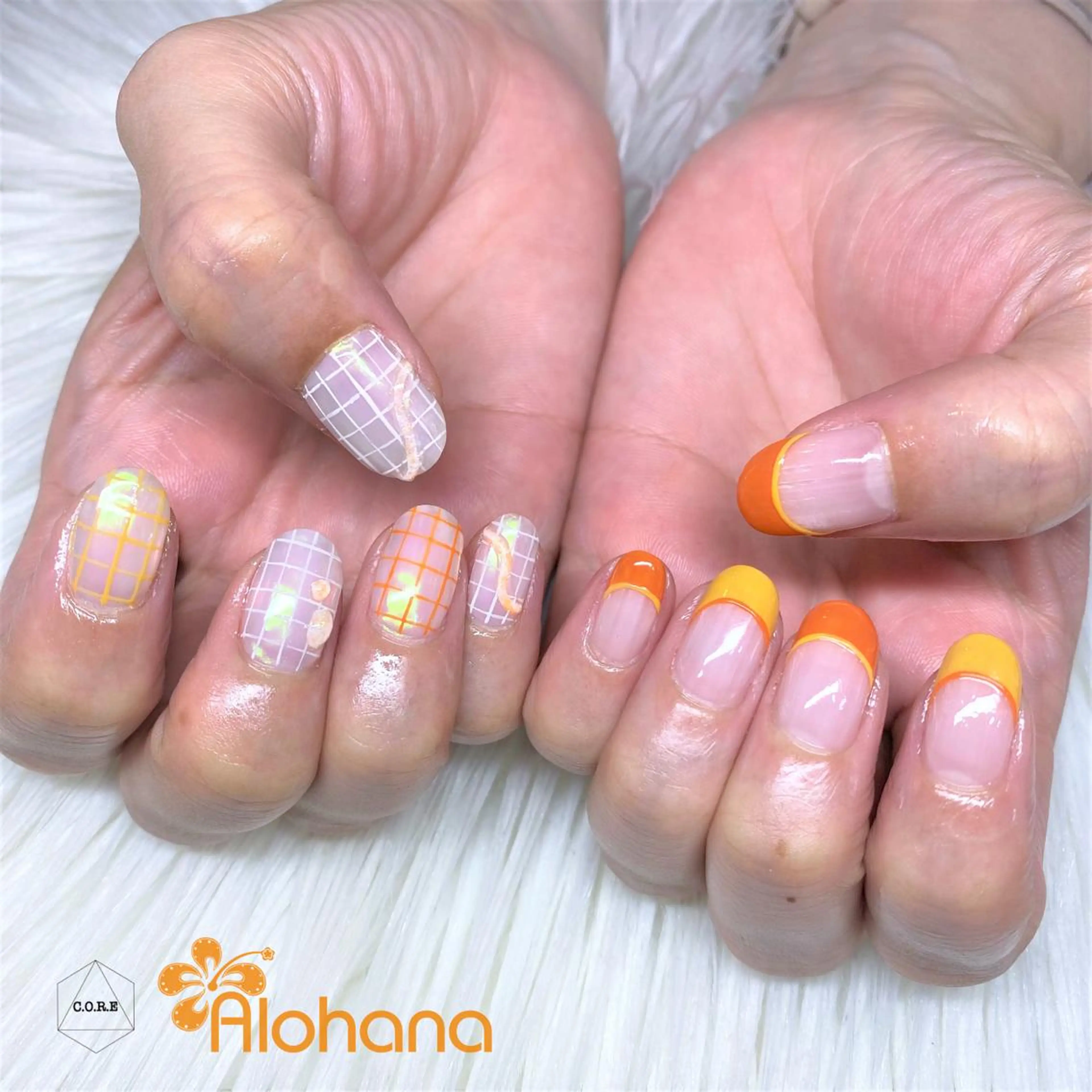 ネイル オレンジ ハンドネイル Alohana所属・Alohana Minaのネイルデザイン