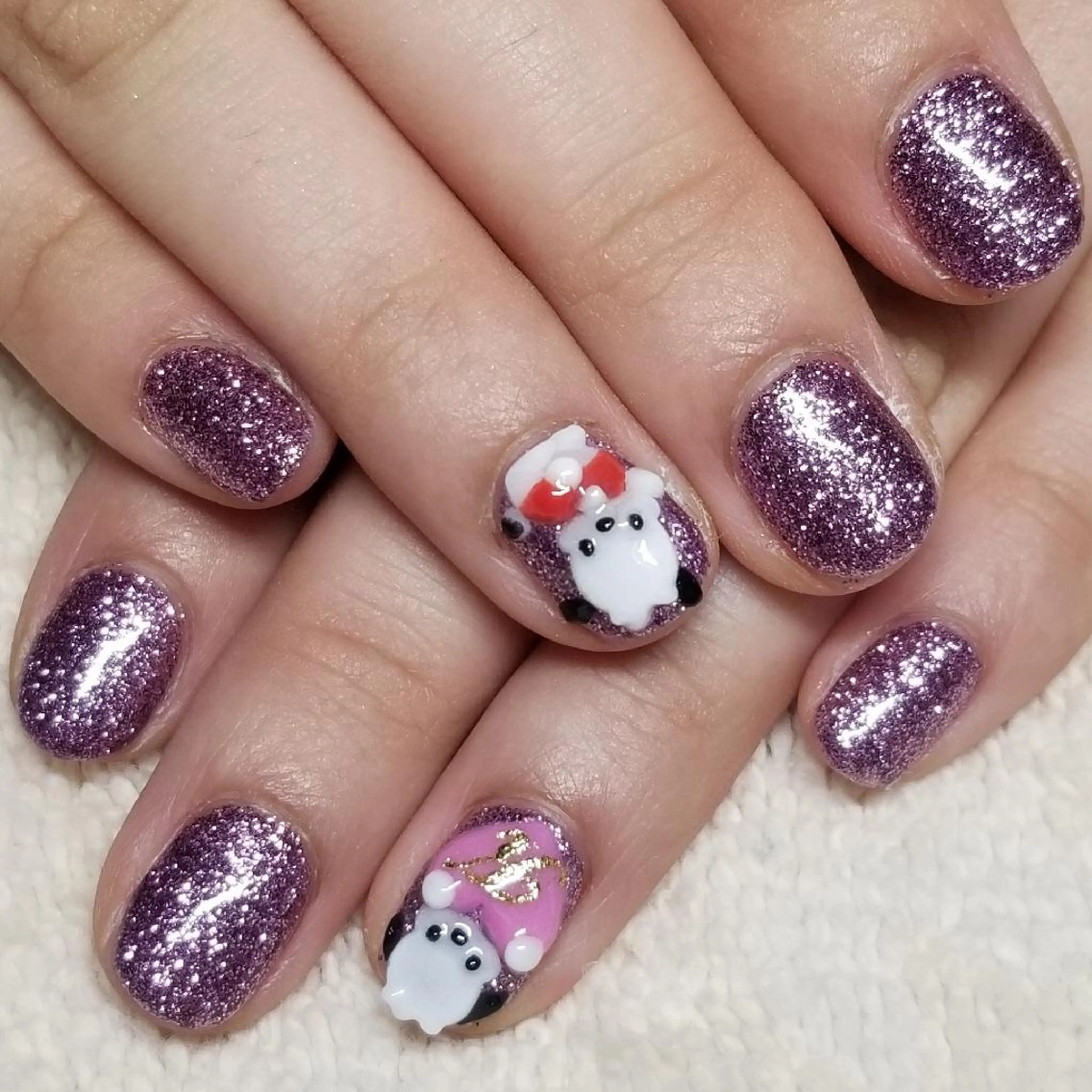 ネイル ラメ(グリッター) パープル ハンドネイル よしだ ひろきのネイルデザイン