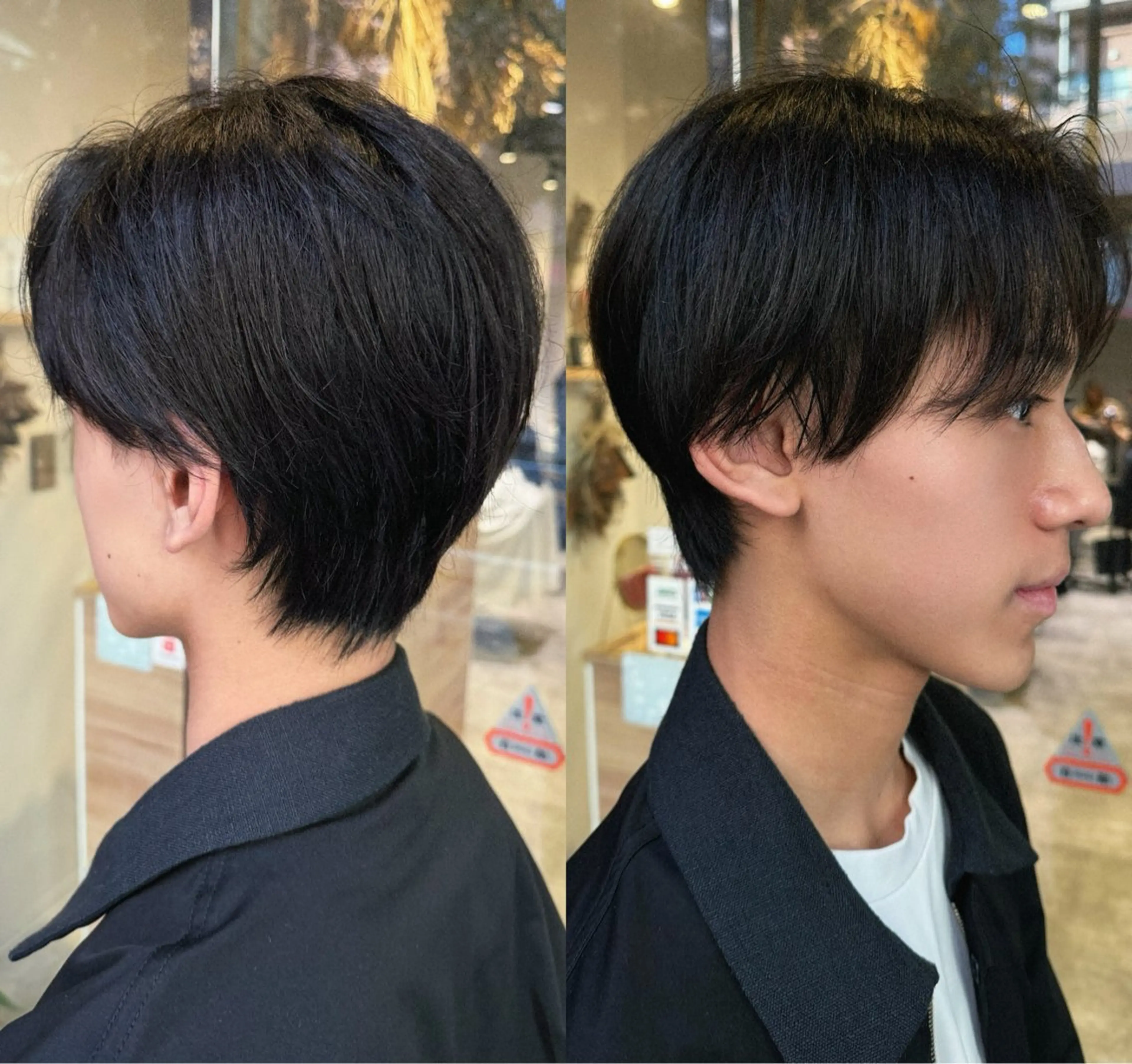 ショート メンズ センターパート ダウンパーマ フェザーパーマ メンズハイライト メンズインナーカラー カット 藤崎百道メンズカット Zina/森井唯央のヘアスタイル