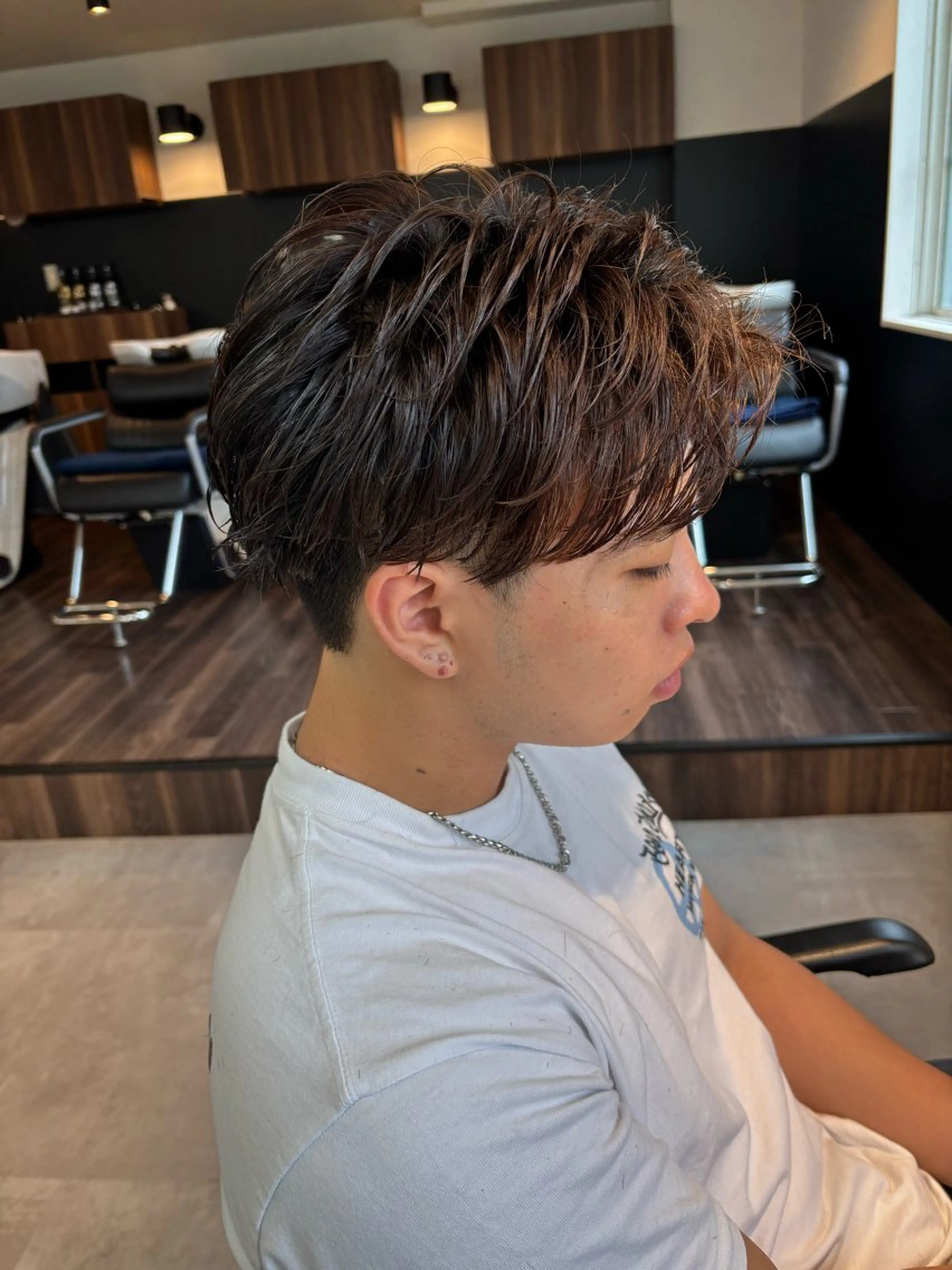 メンズ メンズショート カット フェザーパーマ/韓国 /メンズカット保立のヘアスタイル