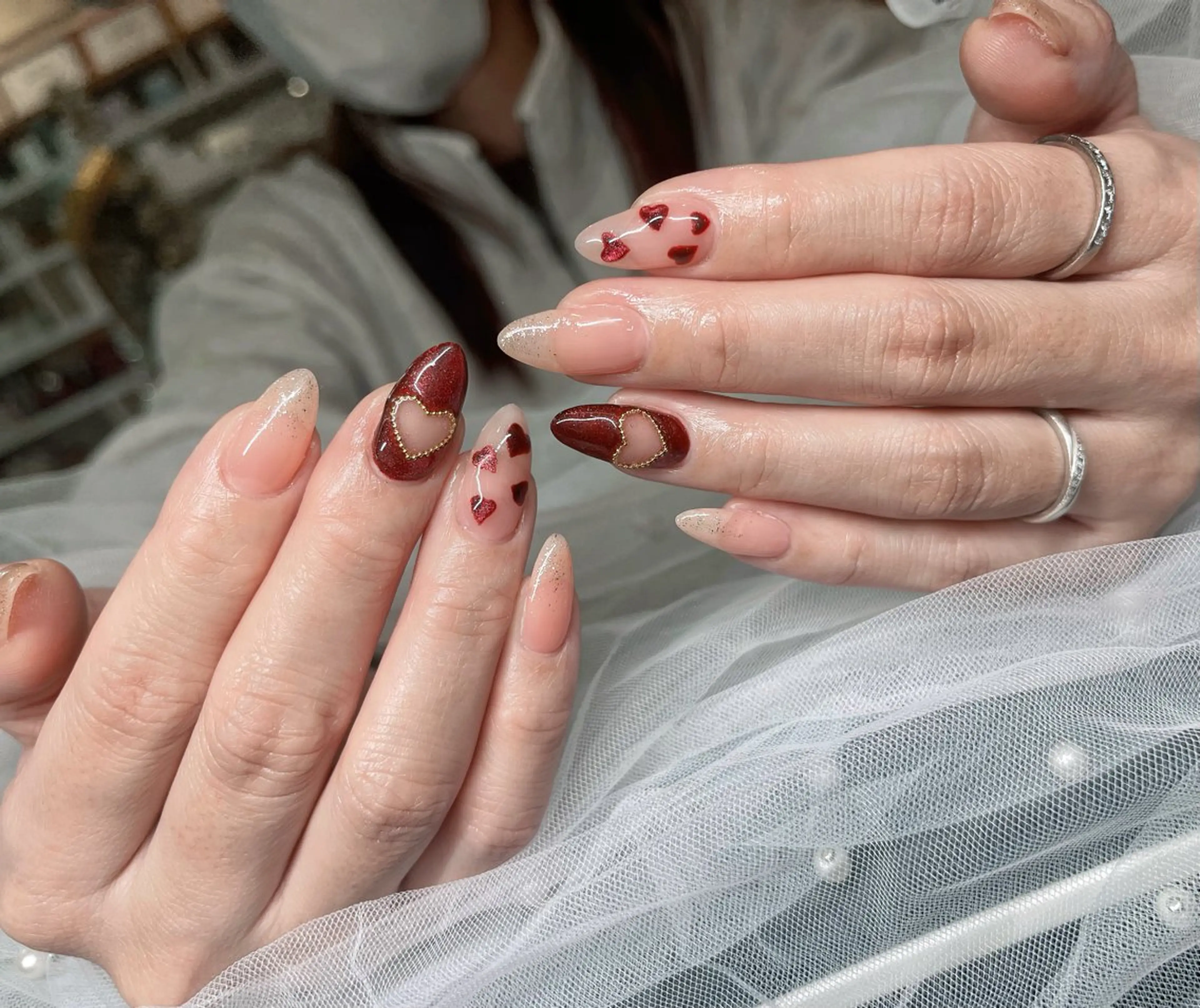 ネイル フレンチネイル グラデーション マグネットネイル ミラーネイル 持ち込み Sora Nail所属・Sora Nailのネイルデザイン