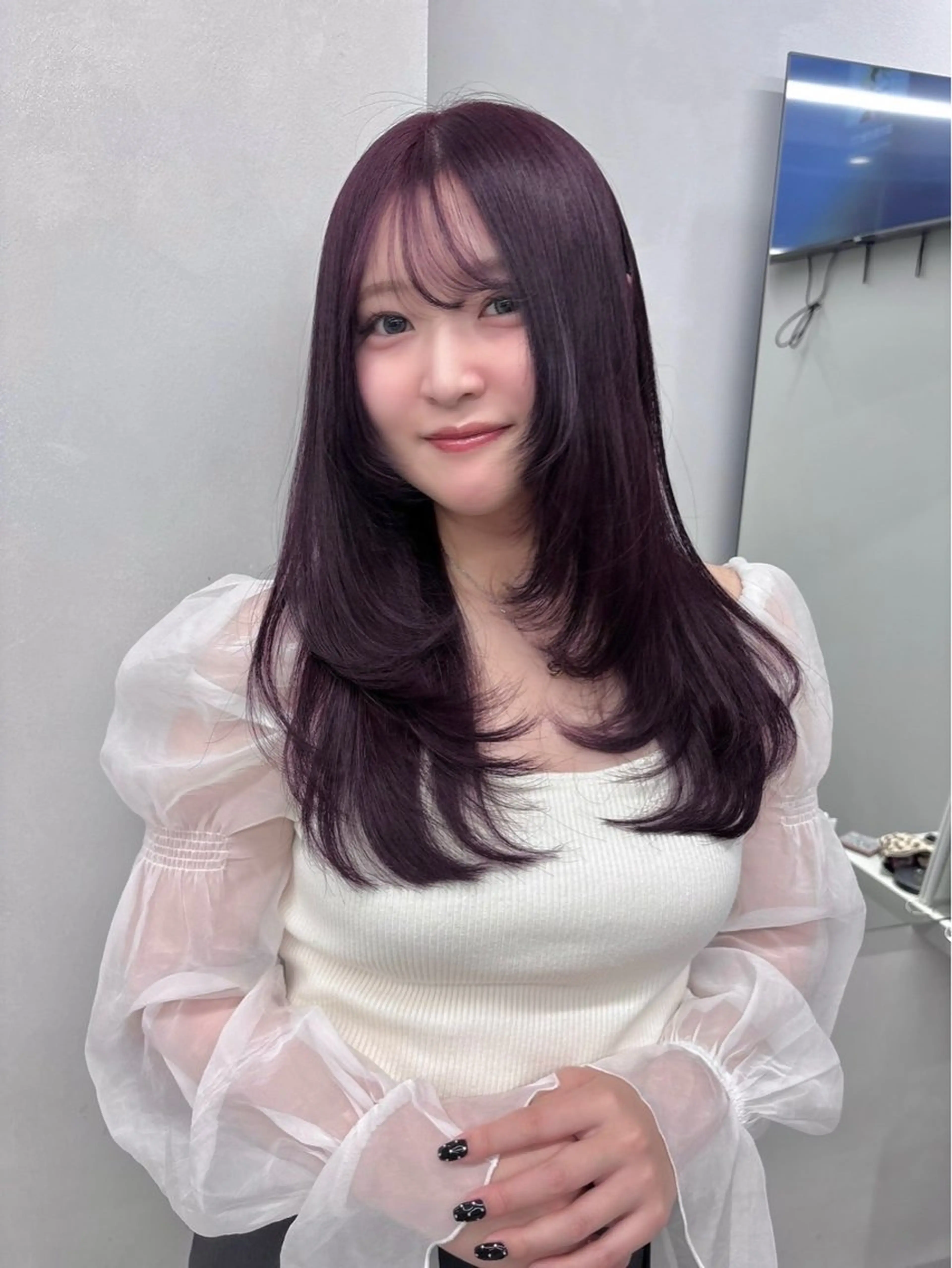 ロング 顔周りカット レイヤーカット 韓国ヘア/髪質改善/ レイヤー/あおし🐼のヘアスタイル