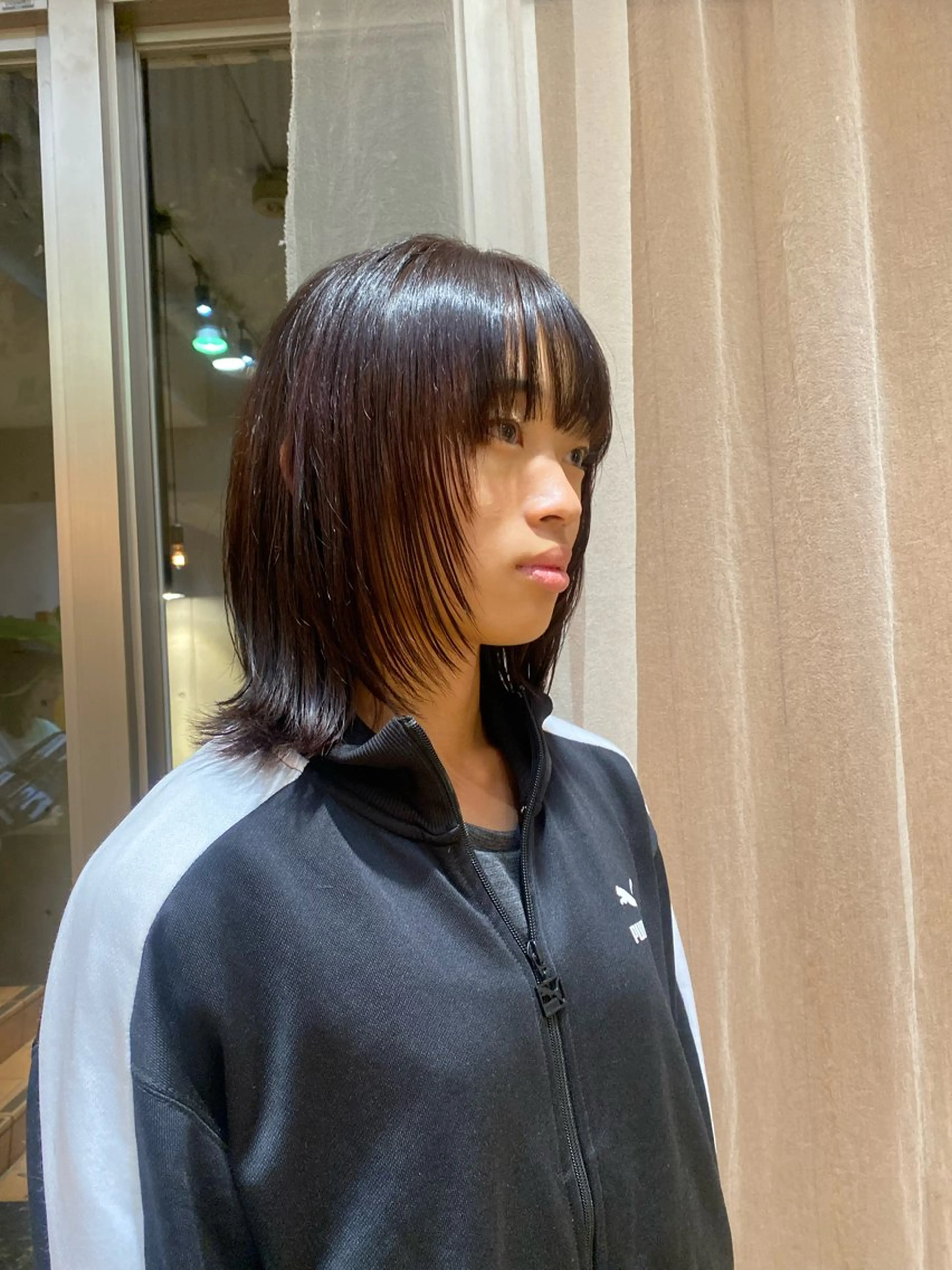 ミディアム レッドブラウン 顔まわりレイヤー レイヤーカット カット ヘアカラー トリートメント なみまきパーマ/ボブ パーマ🌼杉田 萌恵のヘアスタイル