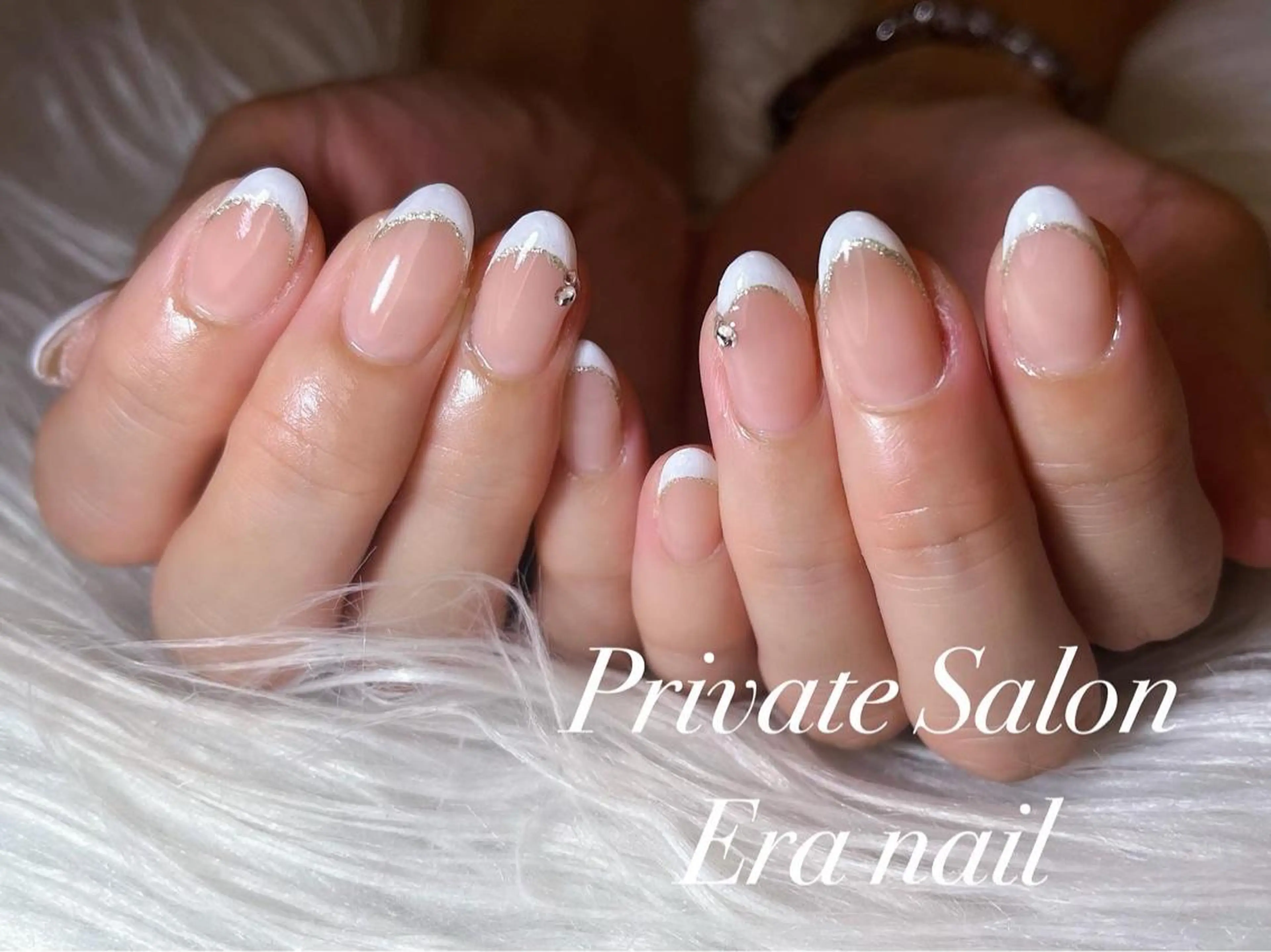 ネイル フレンチネイル ラメ(グリッター) ストーンネイル Era nailのネイルデザイン