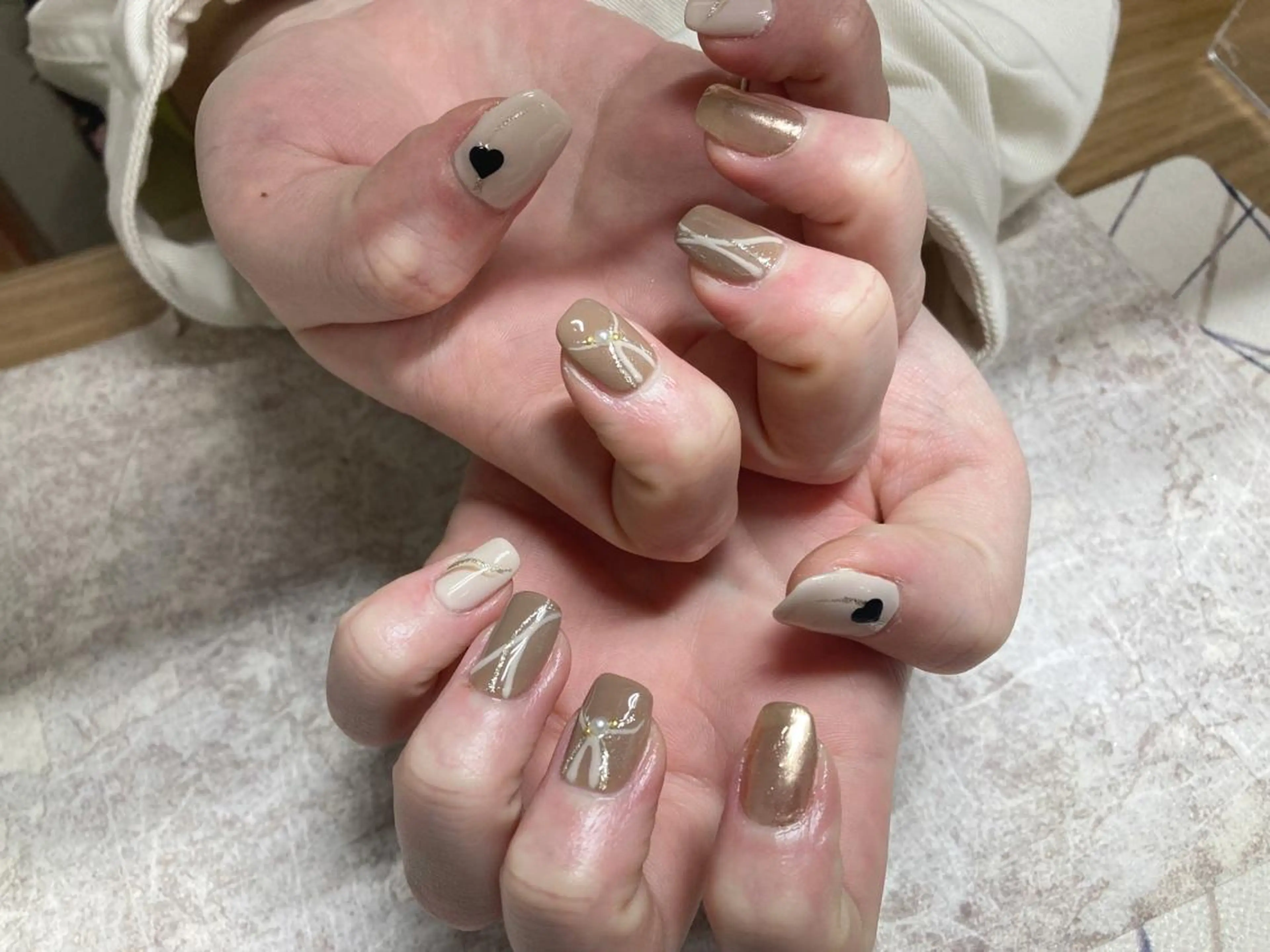 ネイル フットネイル フレンチネイル ジェルネイル ハート 韓国ネイル Mogu nail 二子玉川のネイルデザイン