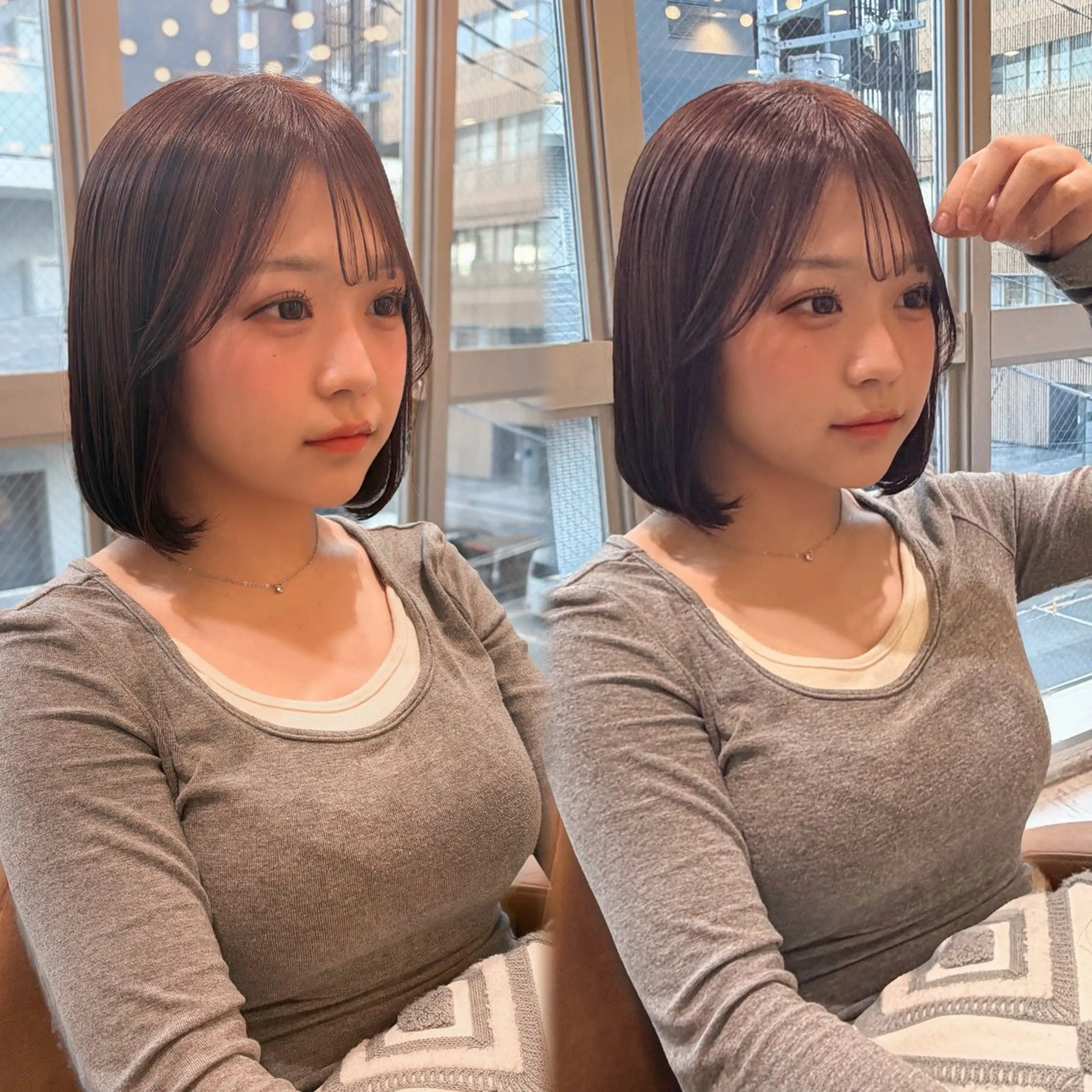 ミディアム カット 縮毛矯正 トリートメント 🫧ボブ／縮毛矯正／ 韓国／ゆーな🫧‪のヘアスタイル