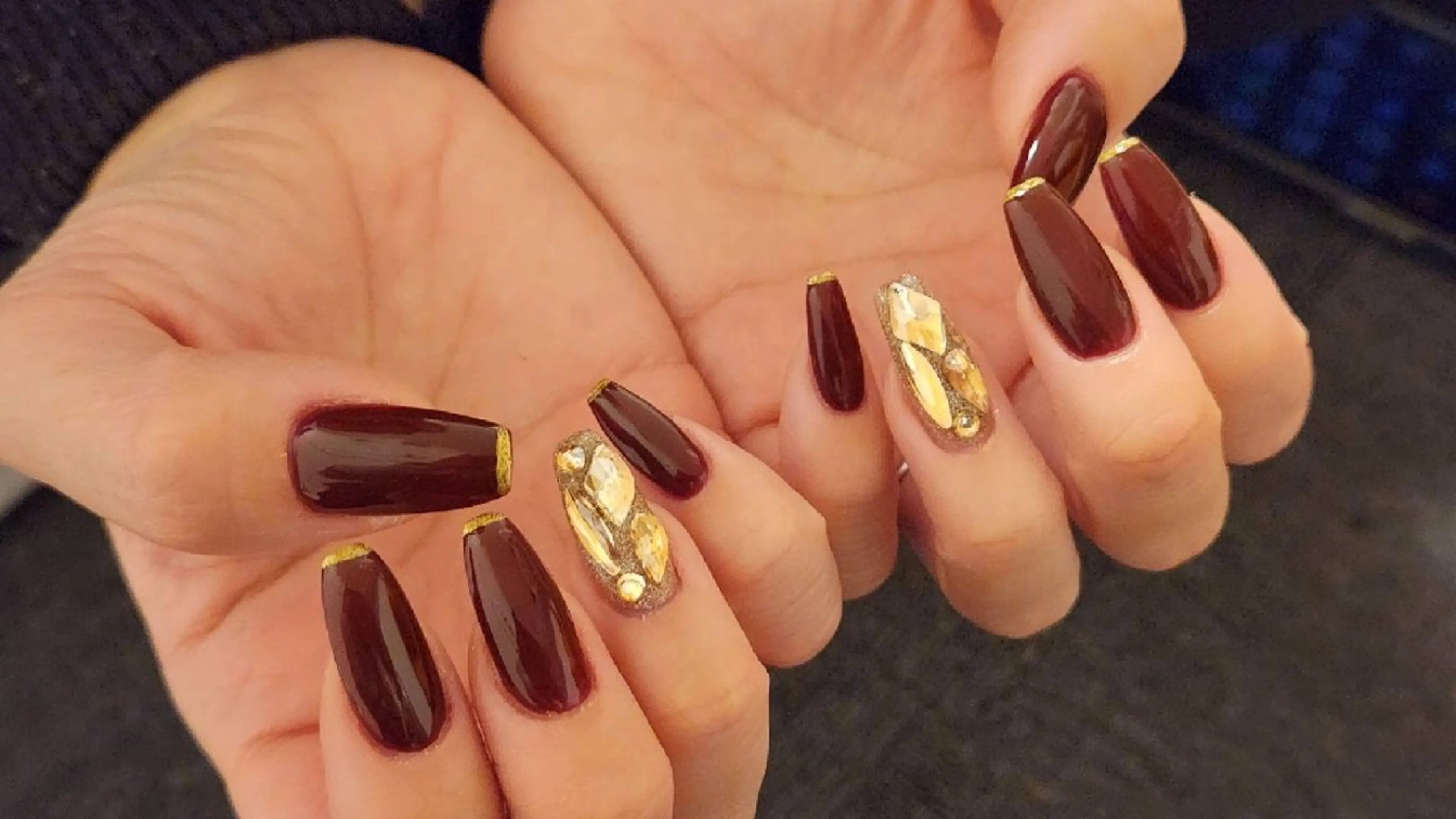 ネイル ボルドー ラメ(グリッター) シンプルネイル T's nailのネイルデザイン