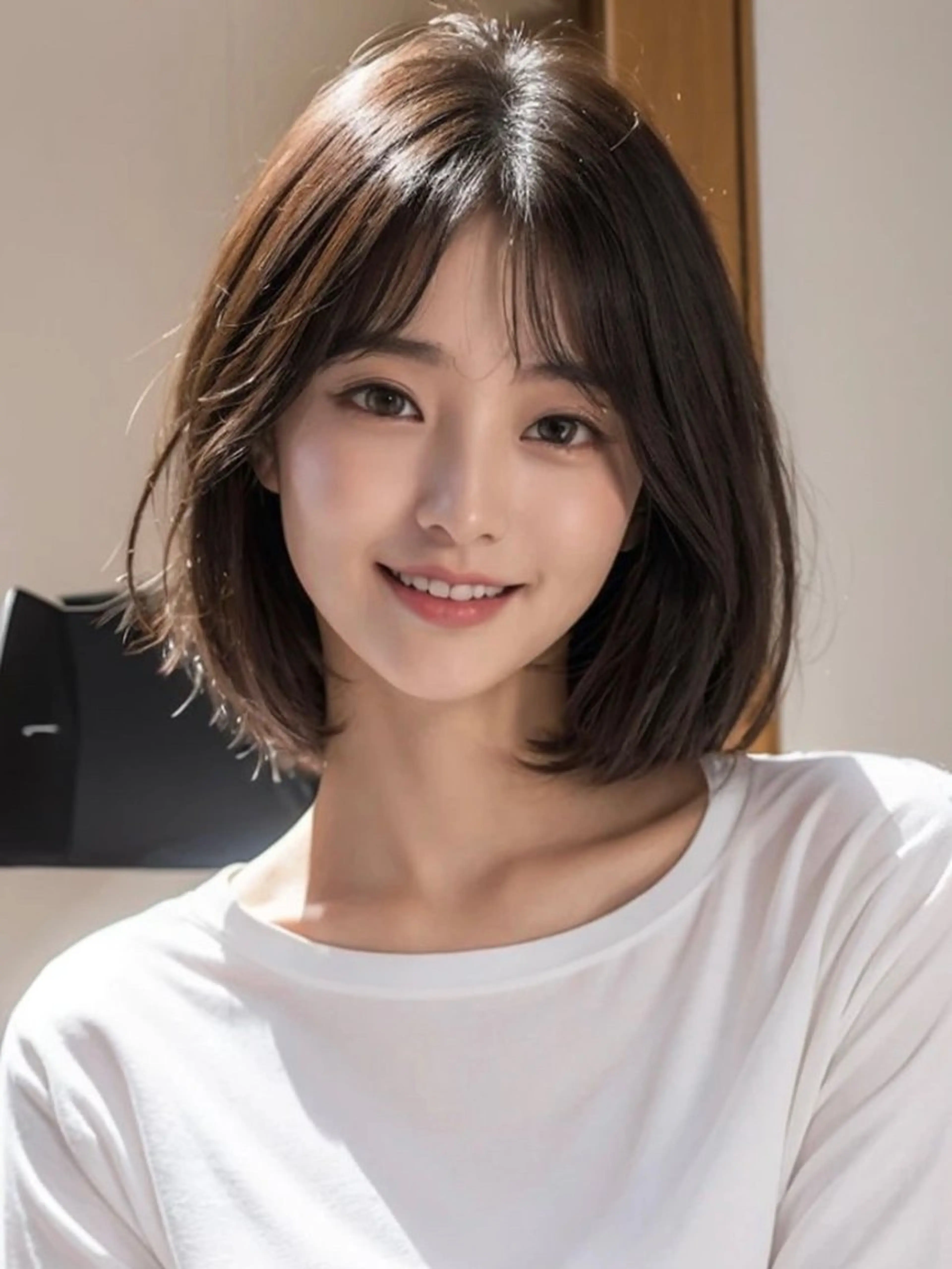 ショート 切りっぱなしボブ ボブ 韓国風ヘア カットモデル募集 ミネのヘアスタイル