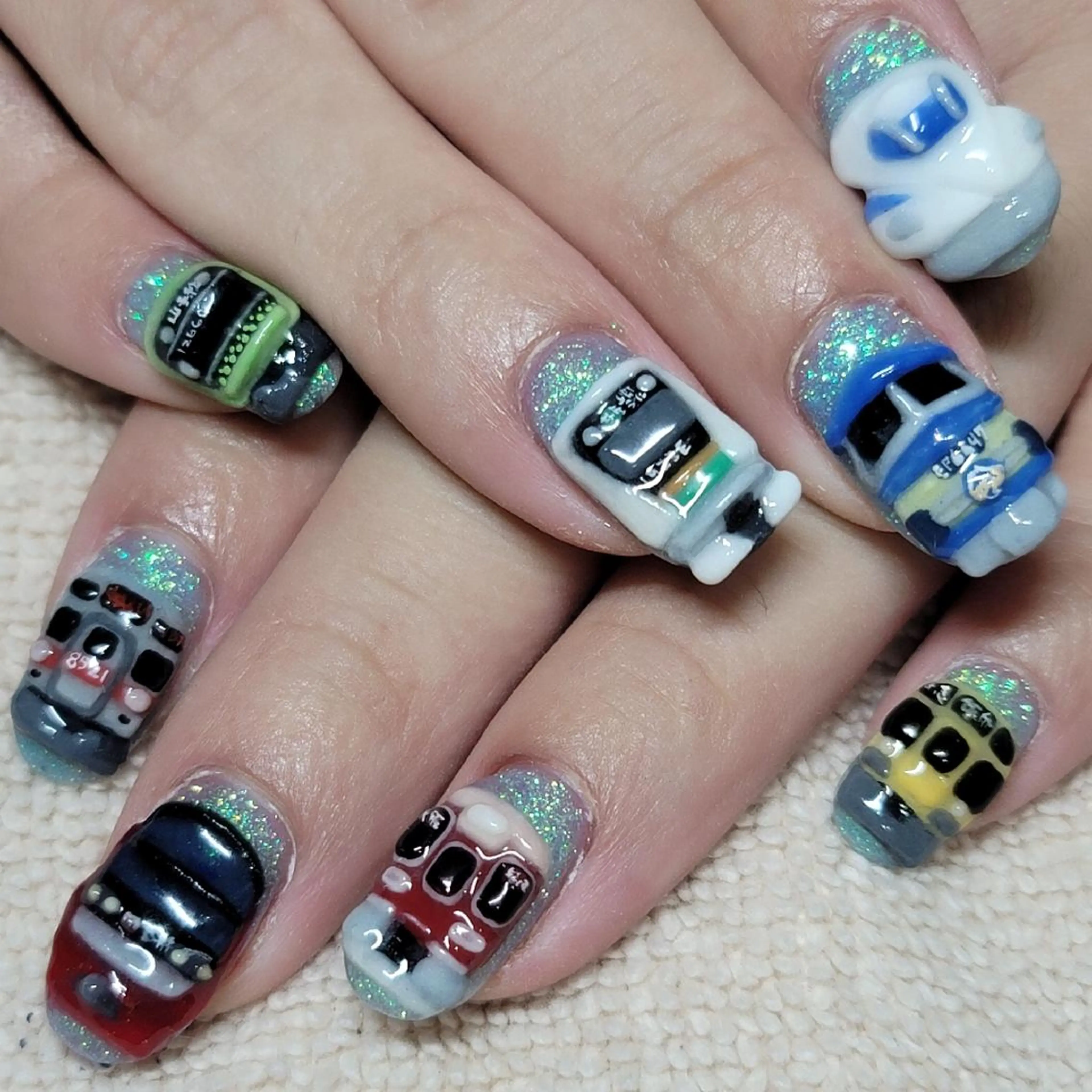 ネイル ブルー ラメ(グリッター) ワンカラーネイル パステルネイル ハンドネイル よしだ ひろきのネイルデザイン