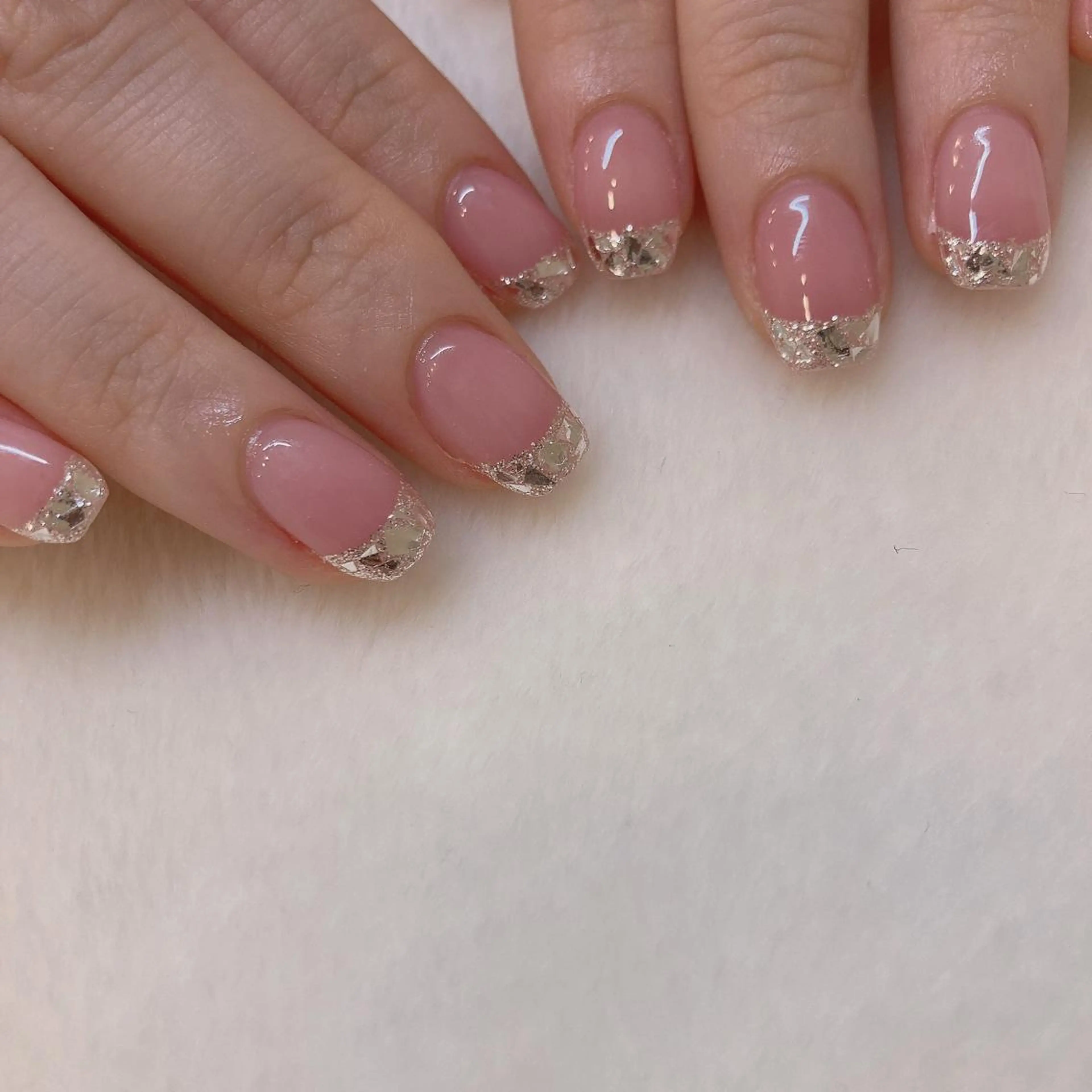 ネイル フレンチネイル ガラスフレンチ ハンドネイル 韓国ネイル/ワンホン ネイル🎀表参道3分のネイルデザイン