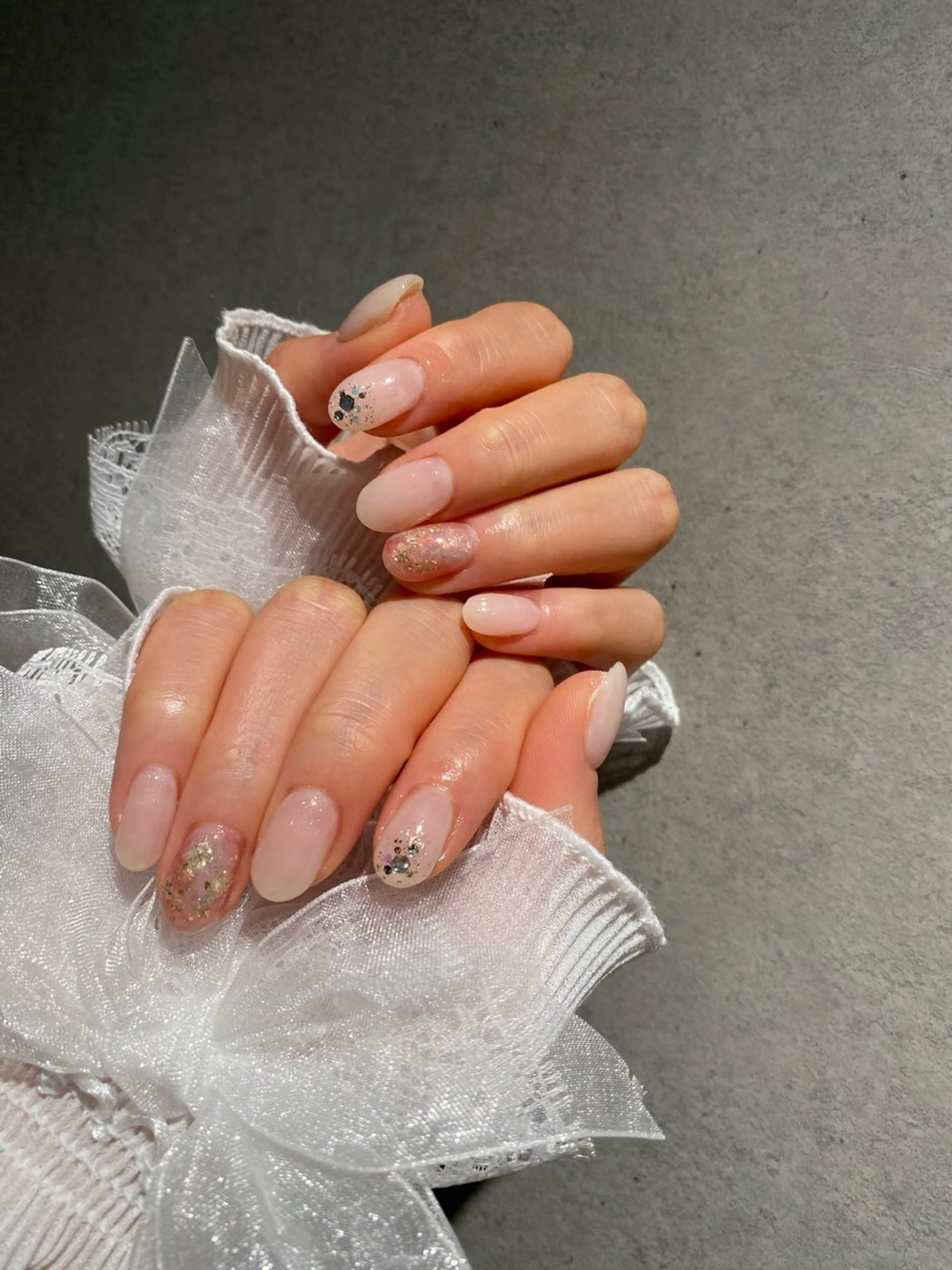 ネイル I-nailロング /ワンホン/キラキラのネイルデザイン