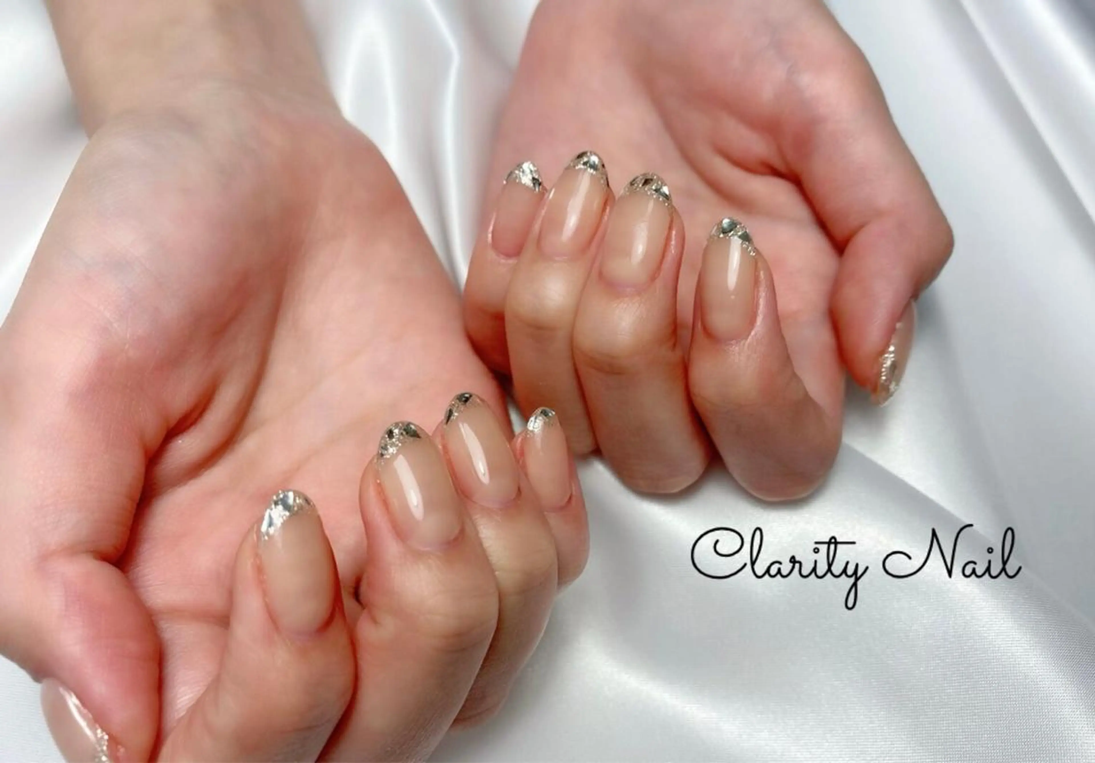 ネイル アートネイル フレンチネイル ガラスフレンチ 持ち込み ハンドネイル Clarity Nailのネイルデザイン
