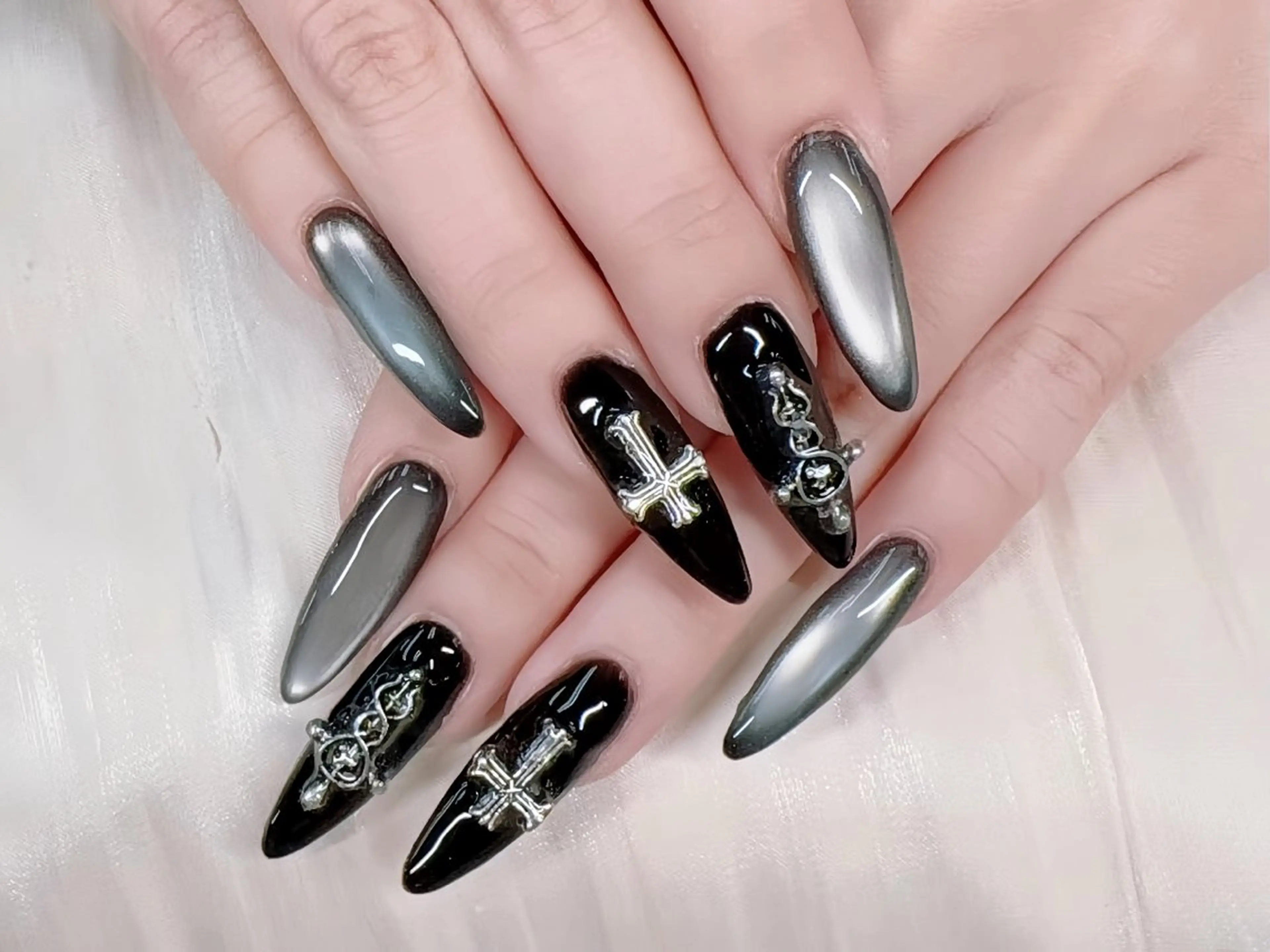 ネイル 長さ出し ジェルネイル マグネットネイル 持ち込み パラジェル Egao Nail錦糸町店のネイルデザイン