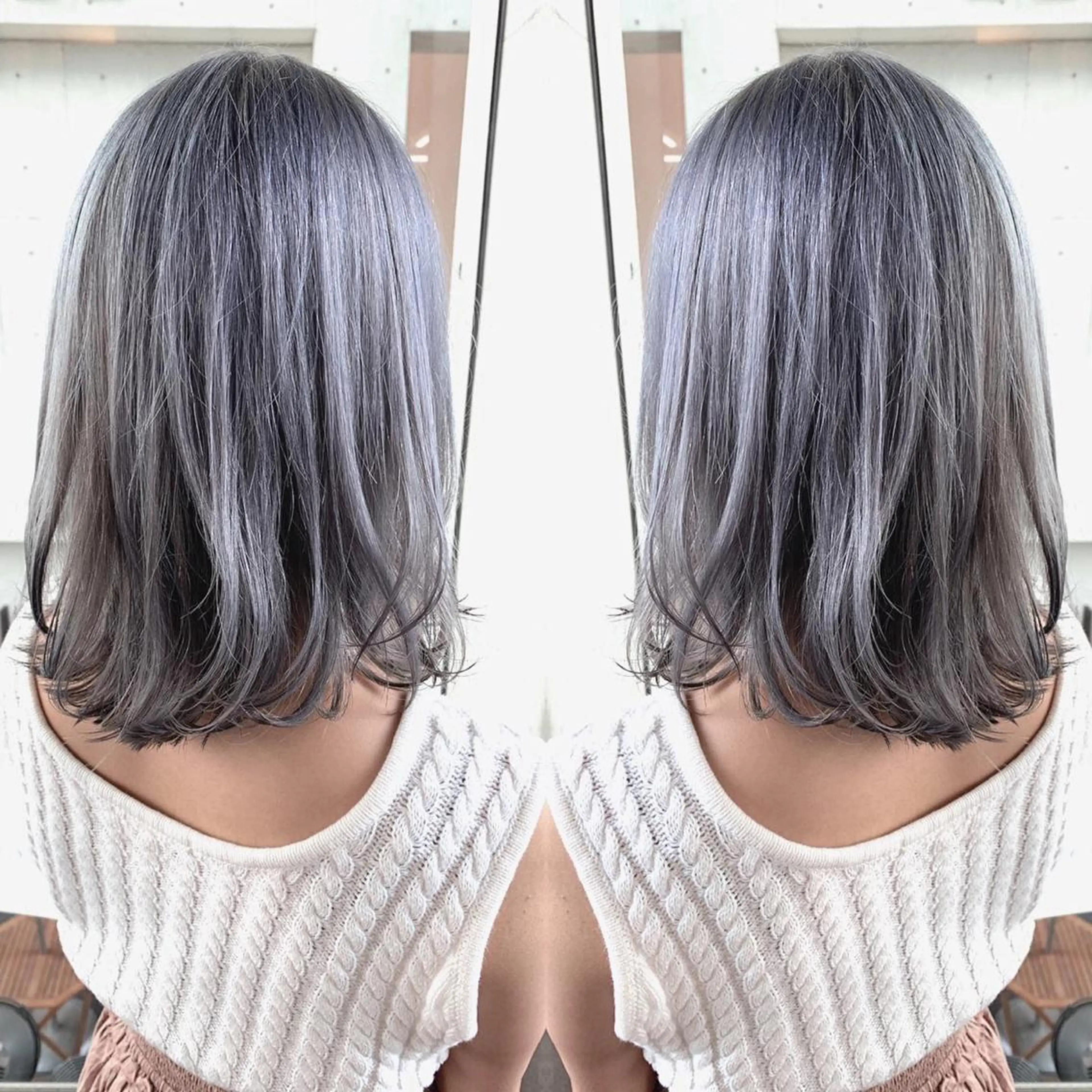 ミディアム カラー アディクシーカラー ブリーチ ケアブリーチ イルミナカラー Merci メルシー 福岡、今泉のヘアスタイル