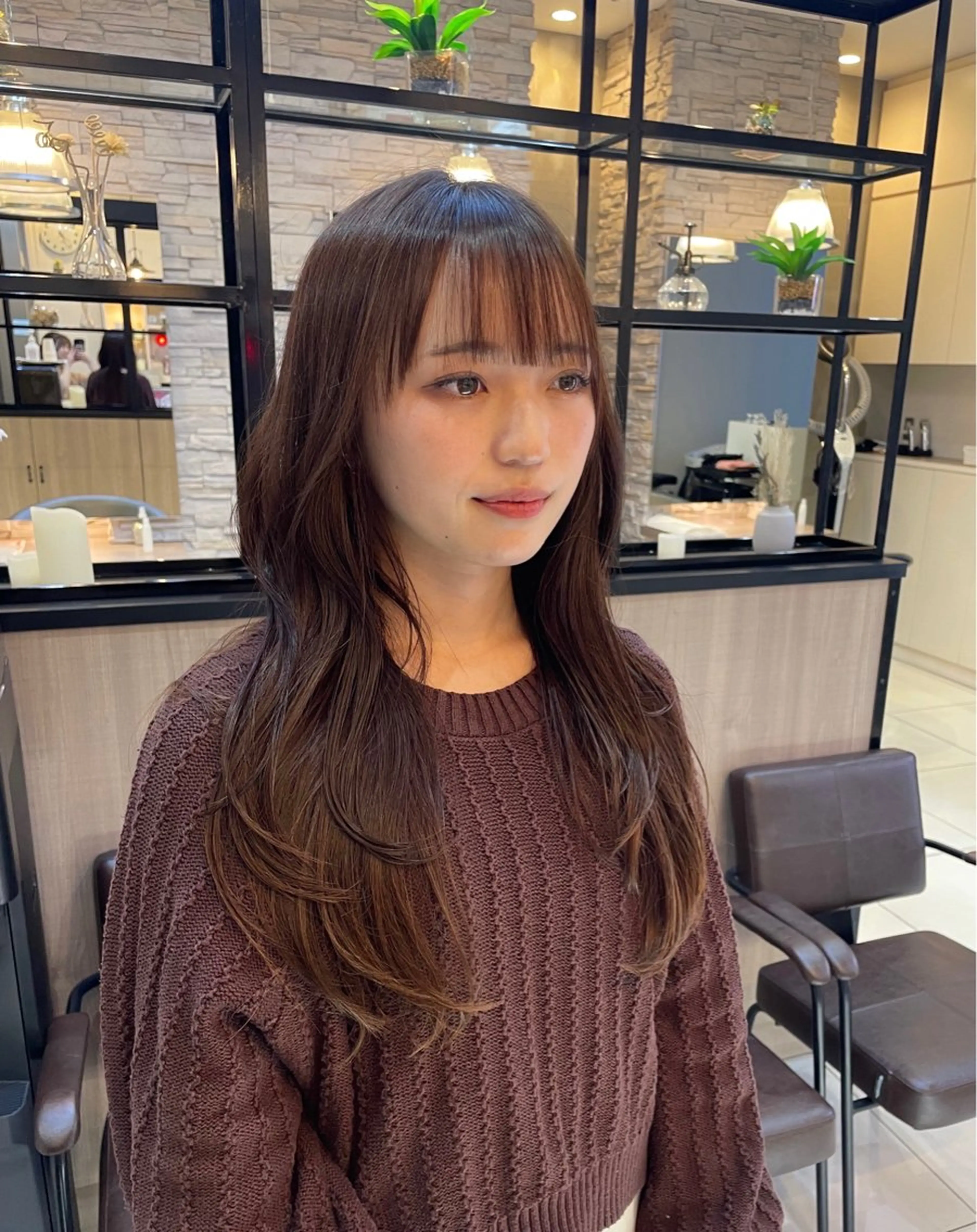 ロング カラー mao♡ベージュ/ 顔周りカットのヘアスタイル