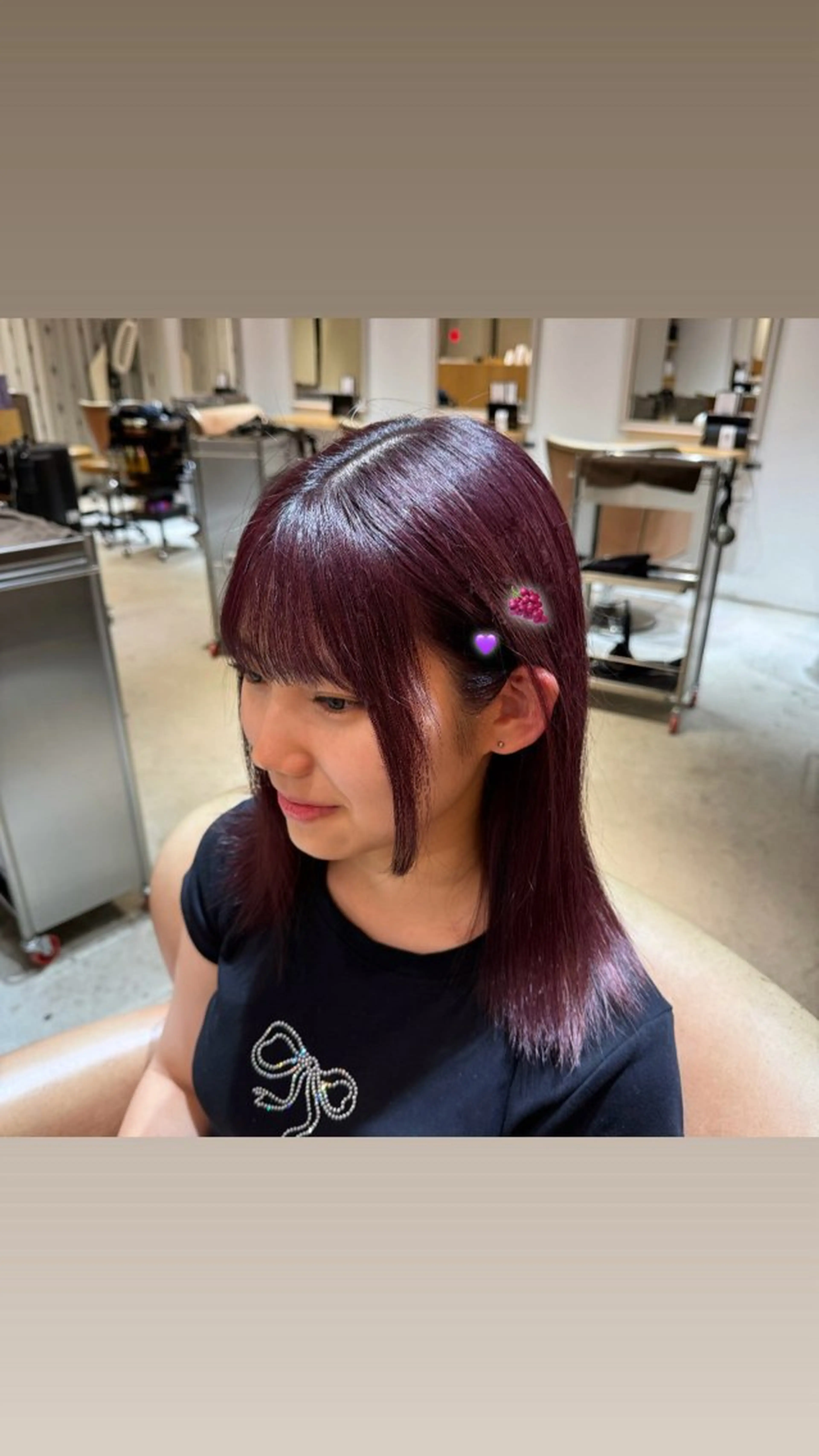 カラー ブリーチ ブラウンカラー カシス 松尾 汐莉のヘアスタイル