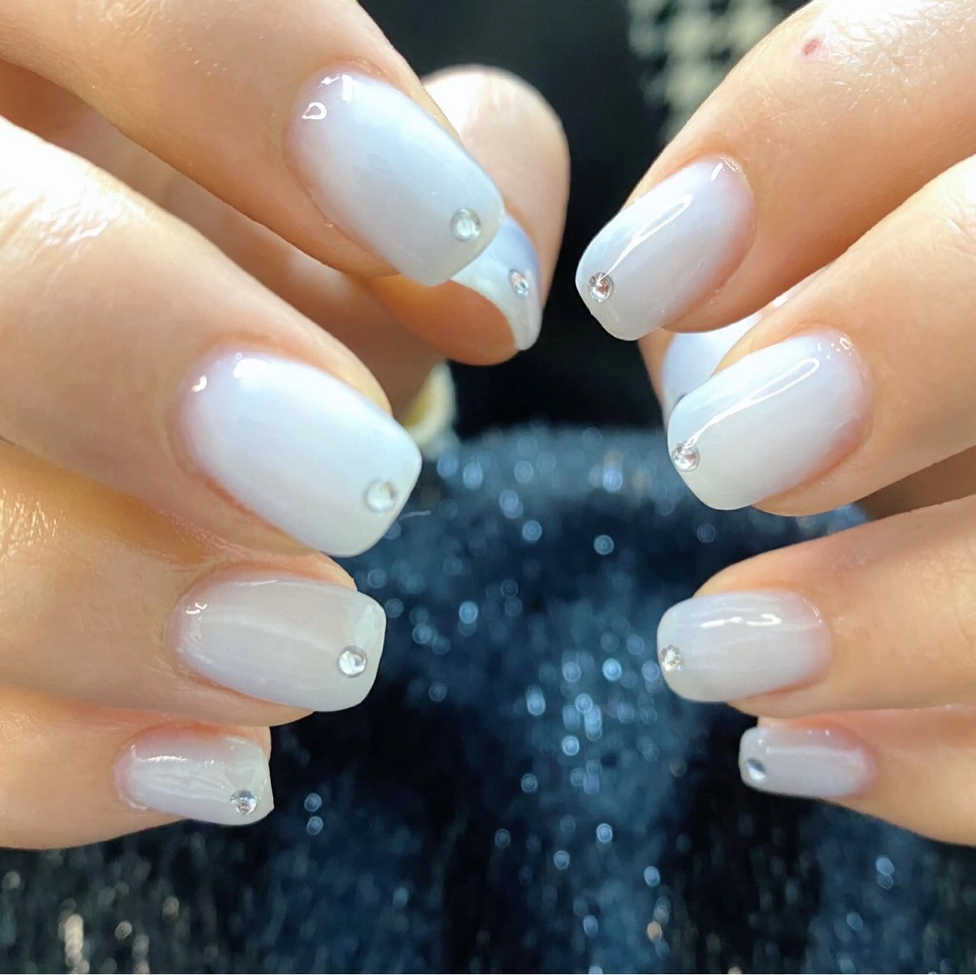 ネイル フレンチネイル ジェルネイル ガラスフレンチ ゴージャス グラデーション ハンドネイル ハンドケア 大門浜松町 ネイルのネイルデザイン