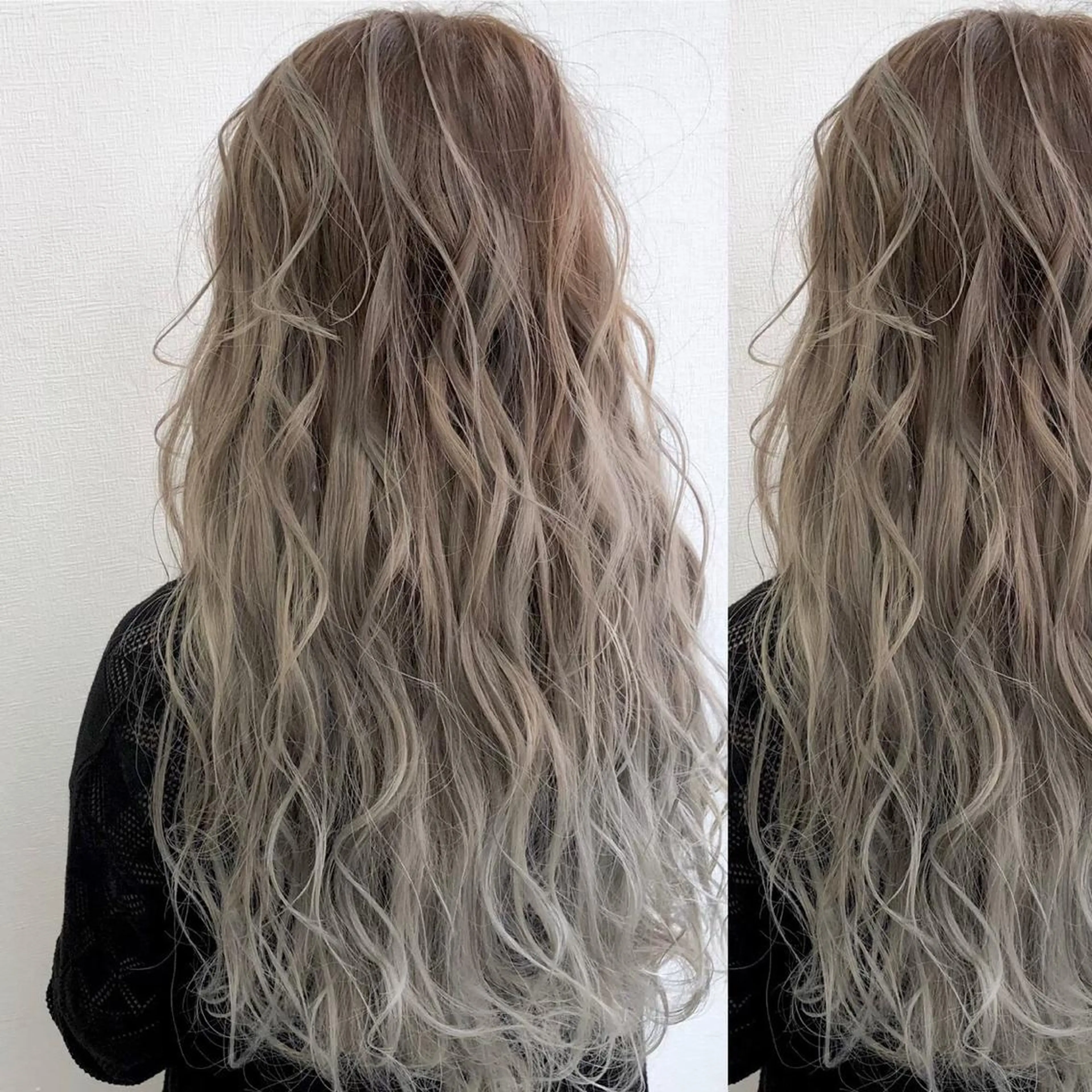 セミロング カラー JuNブリーチに 縮毛矯正するプロのヘアスタイル