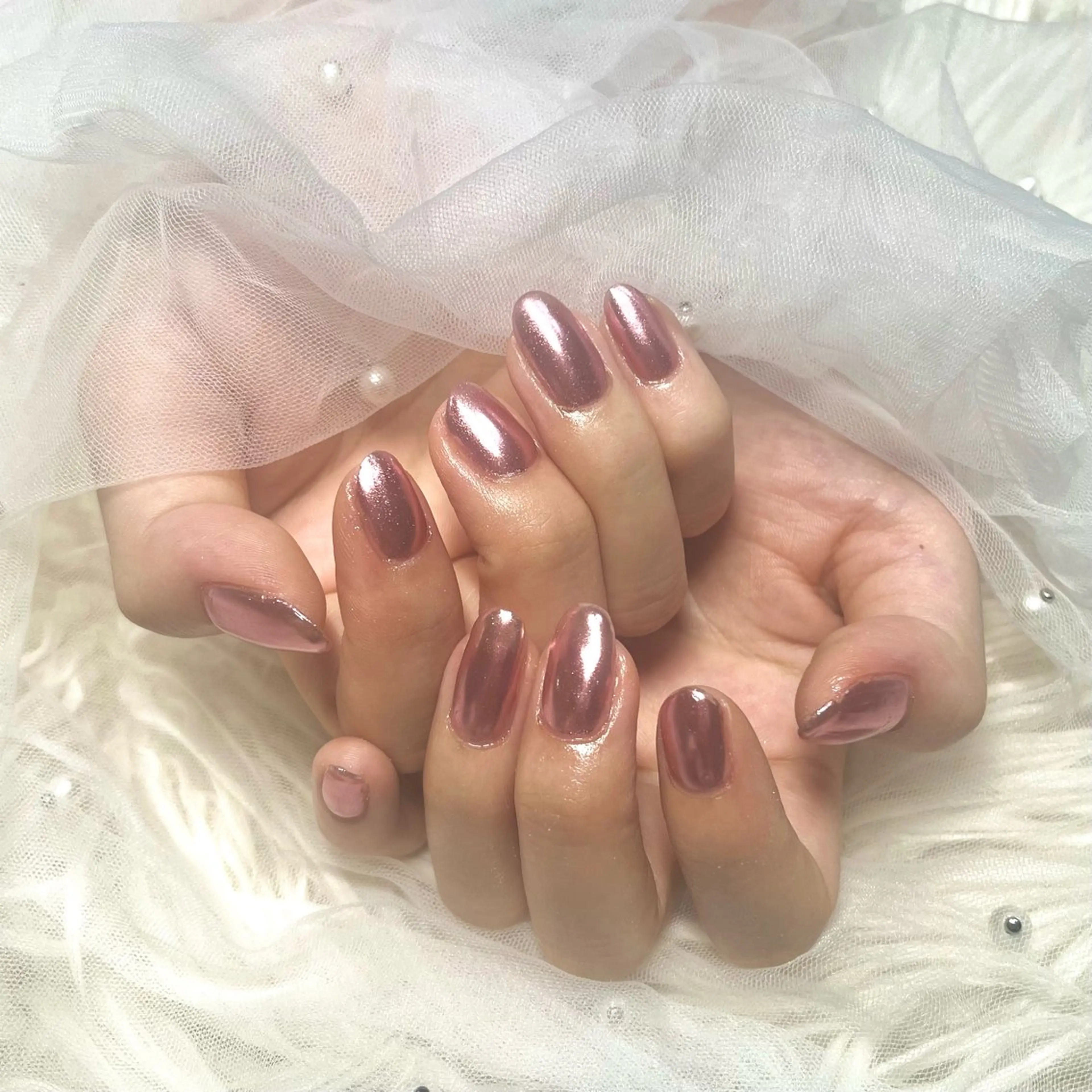 ネイル オーロラネイル ミラーネイル ピンク cerisier 坂本のネイルデザイン