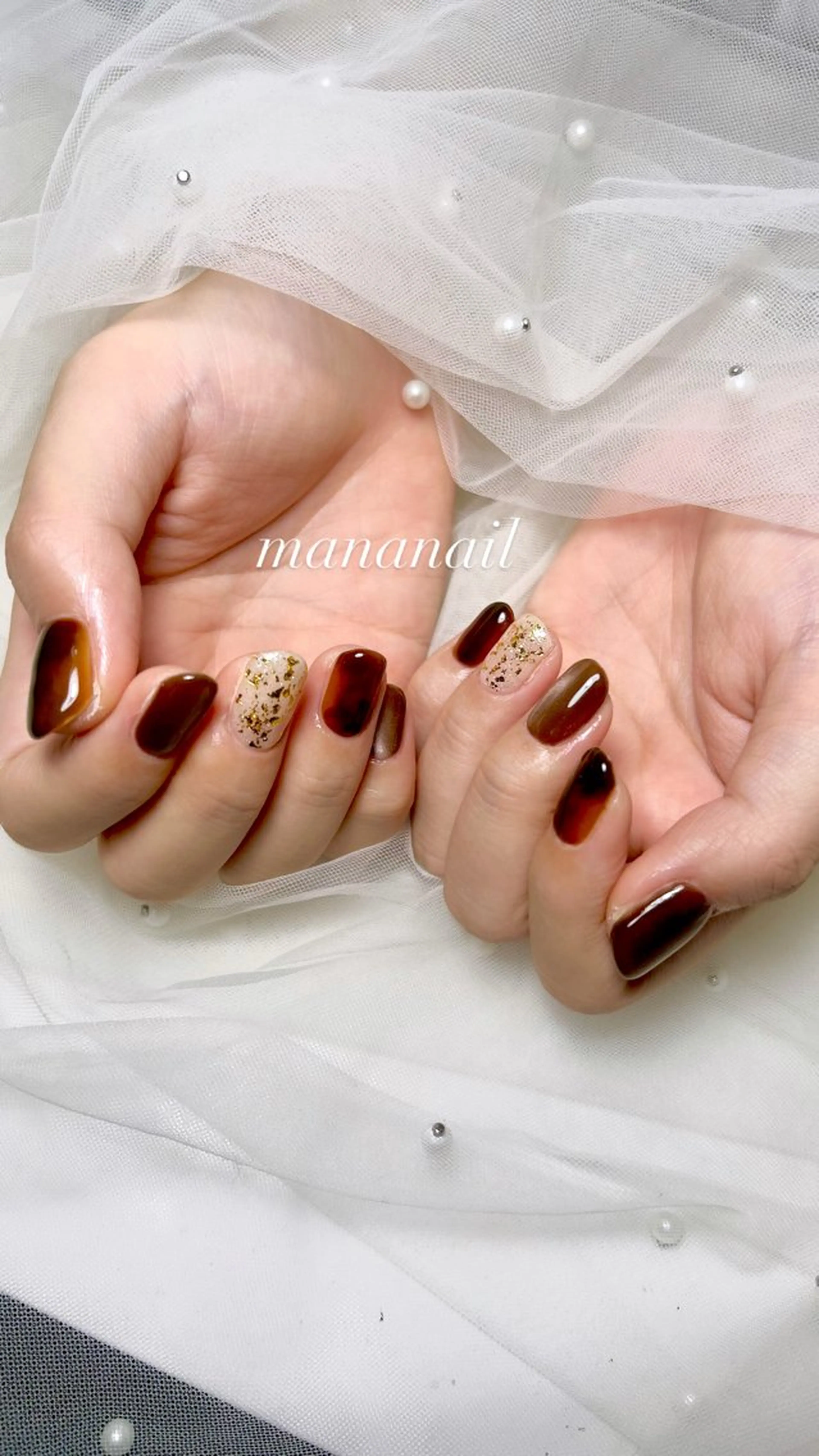 ネイル べっ甲ネイル マグネットネイル mananail マナネイルのネイルデザイン