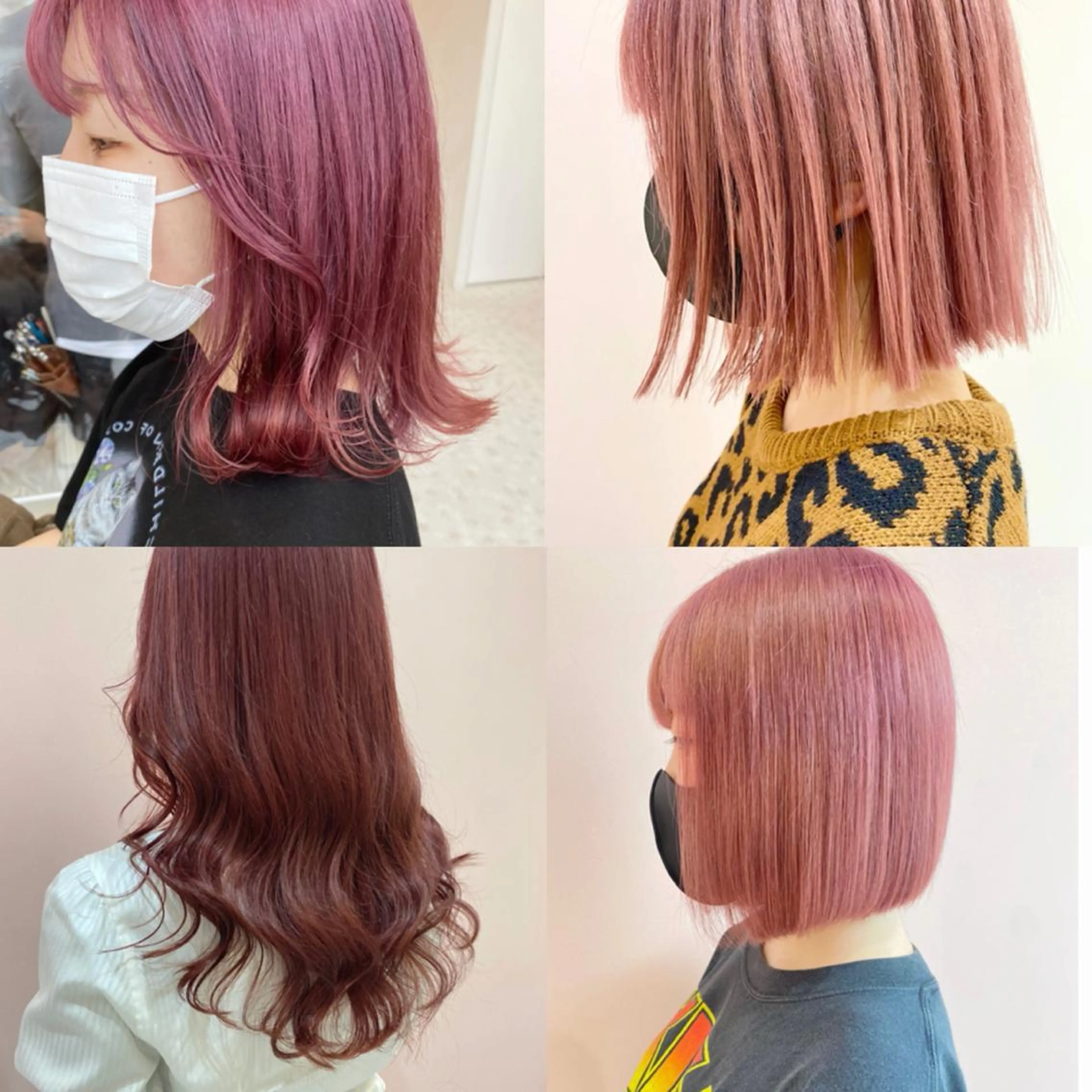 カラー ブリーチ ピンクカラー 西本 夏美のヘアスタイル