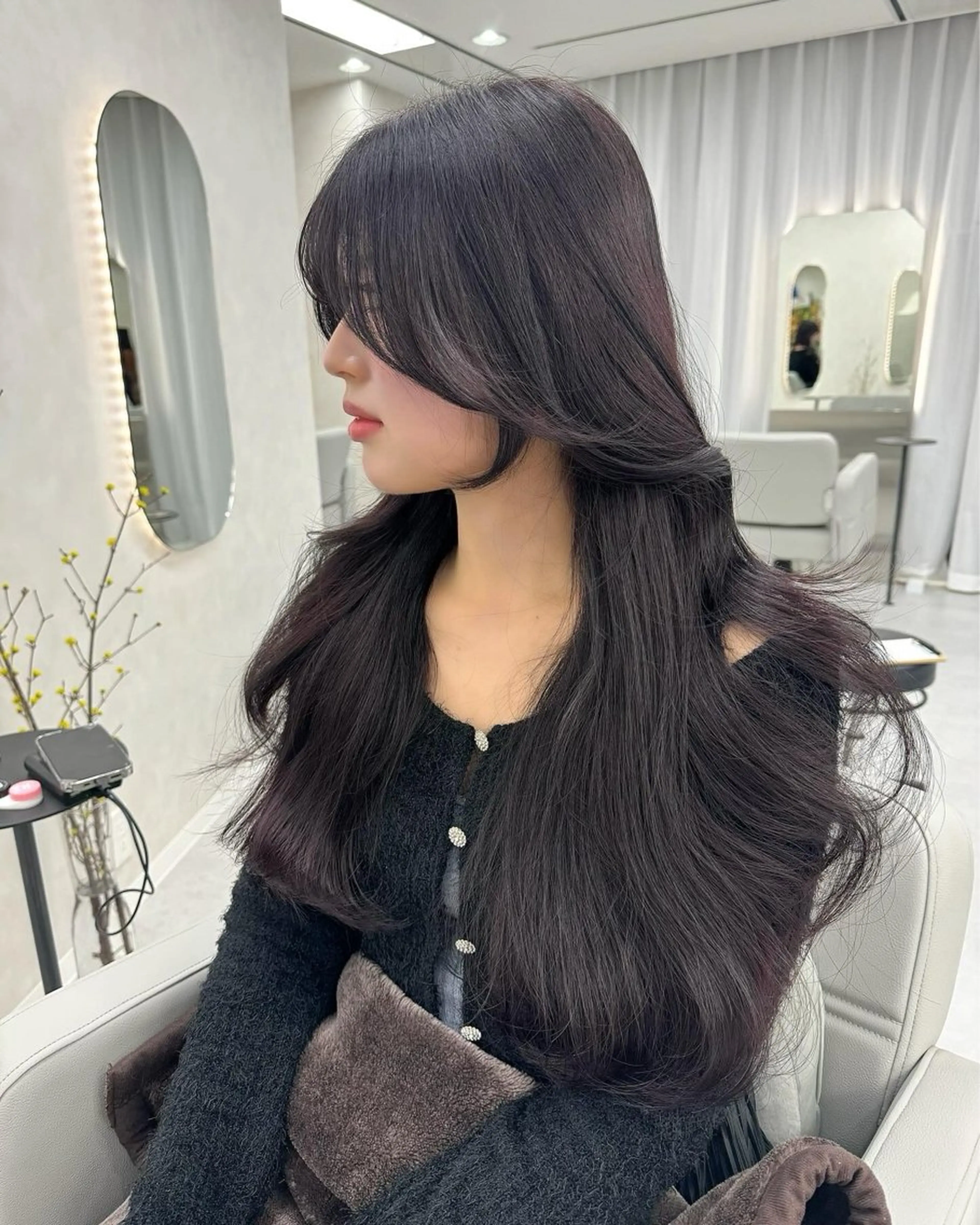 ロング 韓国風カラー くびれヘア 顔まわりレイヤー 顔周りカット ハイレイヤー 韓国ヘア特化🇰🇷 心斎橋【ユリカ】のヘアスタイル