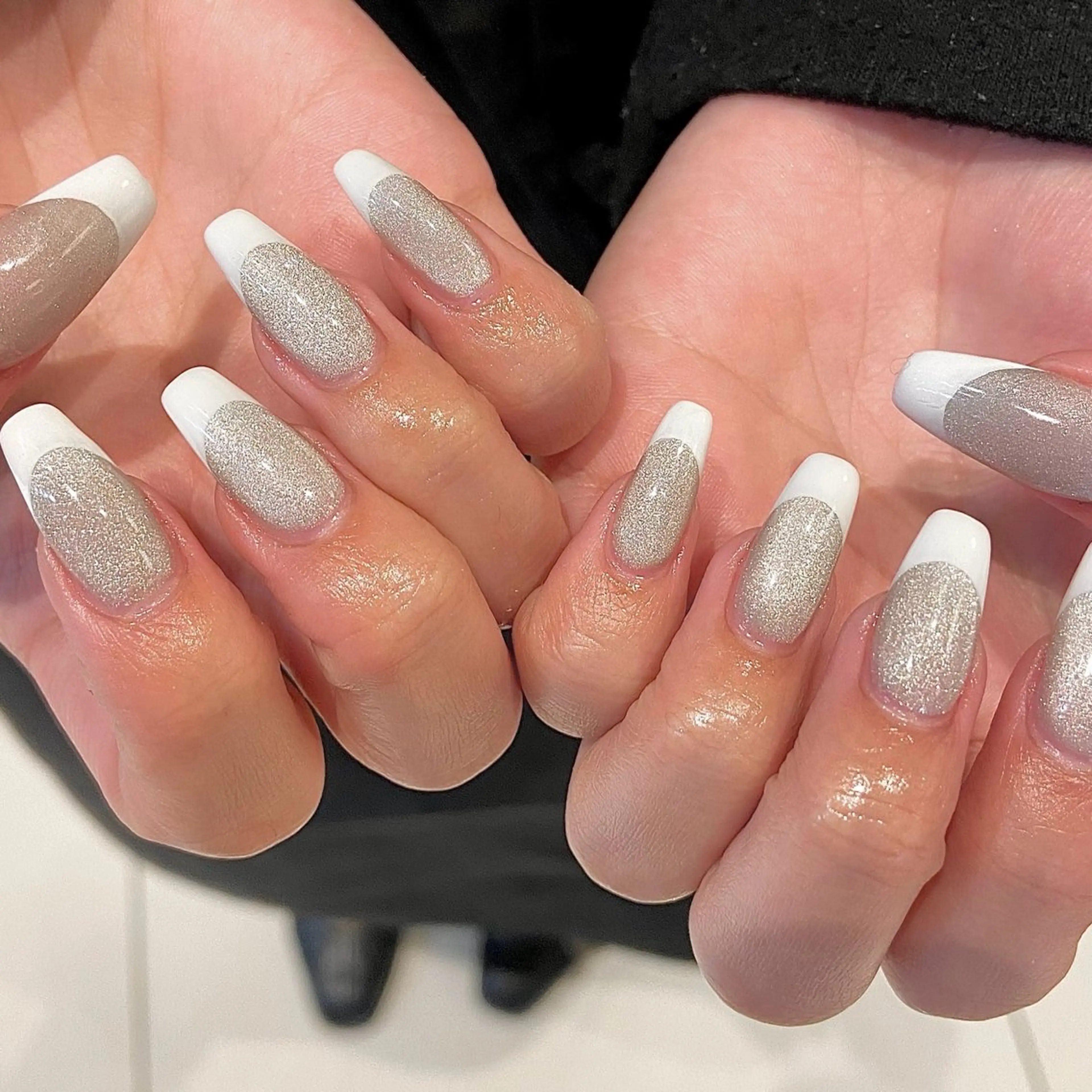 ネイル フレンチネイル ラメ(グリッター) ハンドネイル Allure 小山店 結咲(ゆいさ)のネイルデザイン