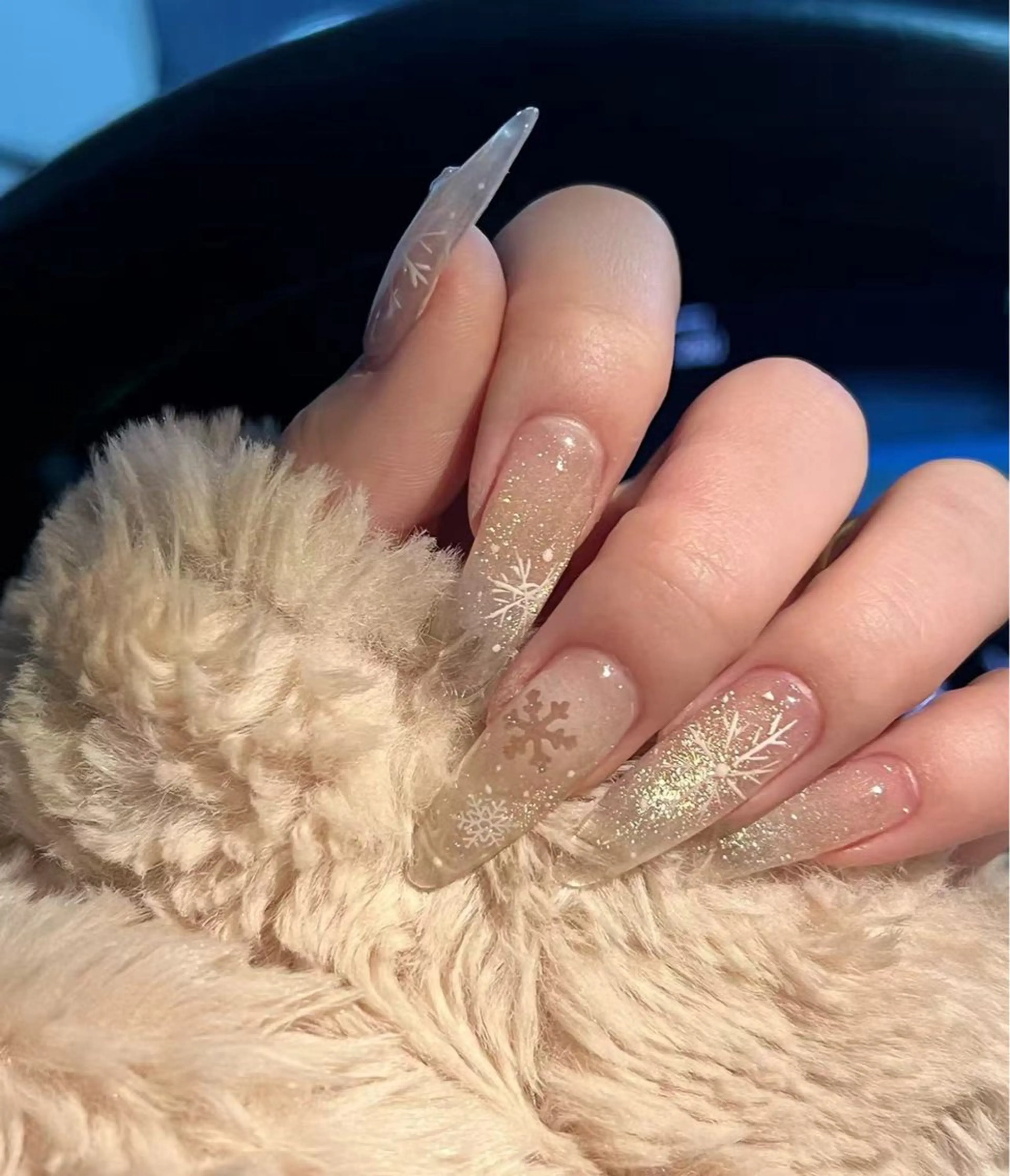 定額ネイル💅メニュー写真デザイン＋チップ長さだ10本★ 冬限定の雪花ネイル3の写真