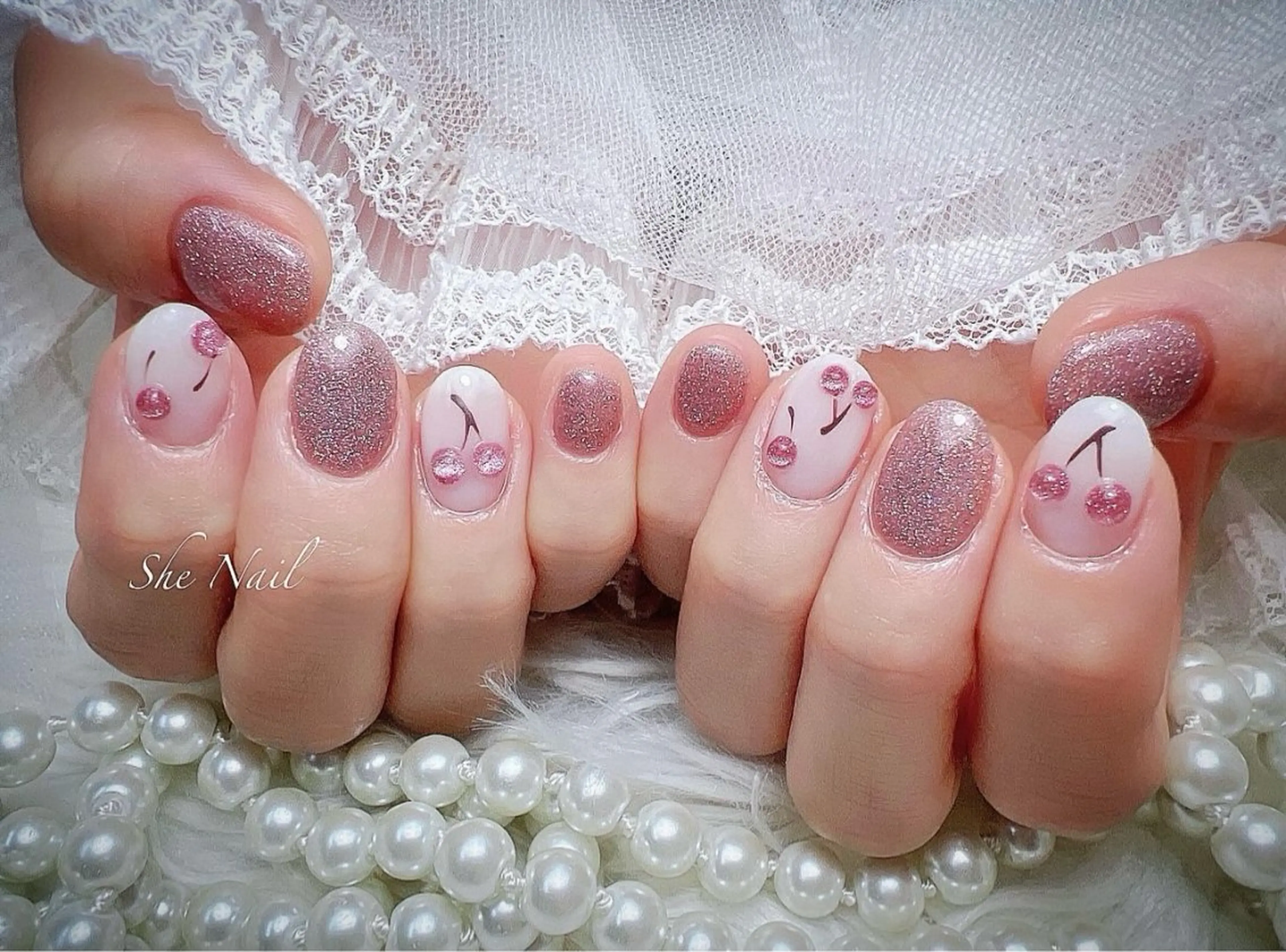 ネイル 長さ出し 持ち込み ピンク 春ネイル ワンホンネイル ハンドネイル She   Nail所属・ISA_ BELLAのネイルデザイン