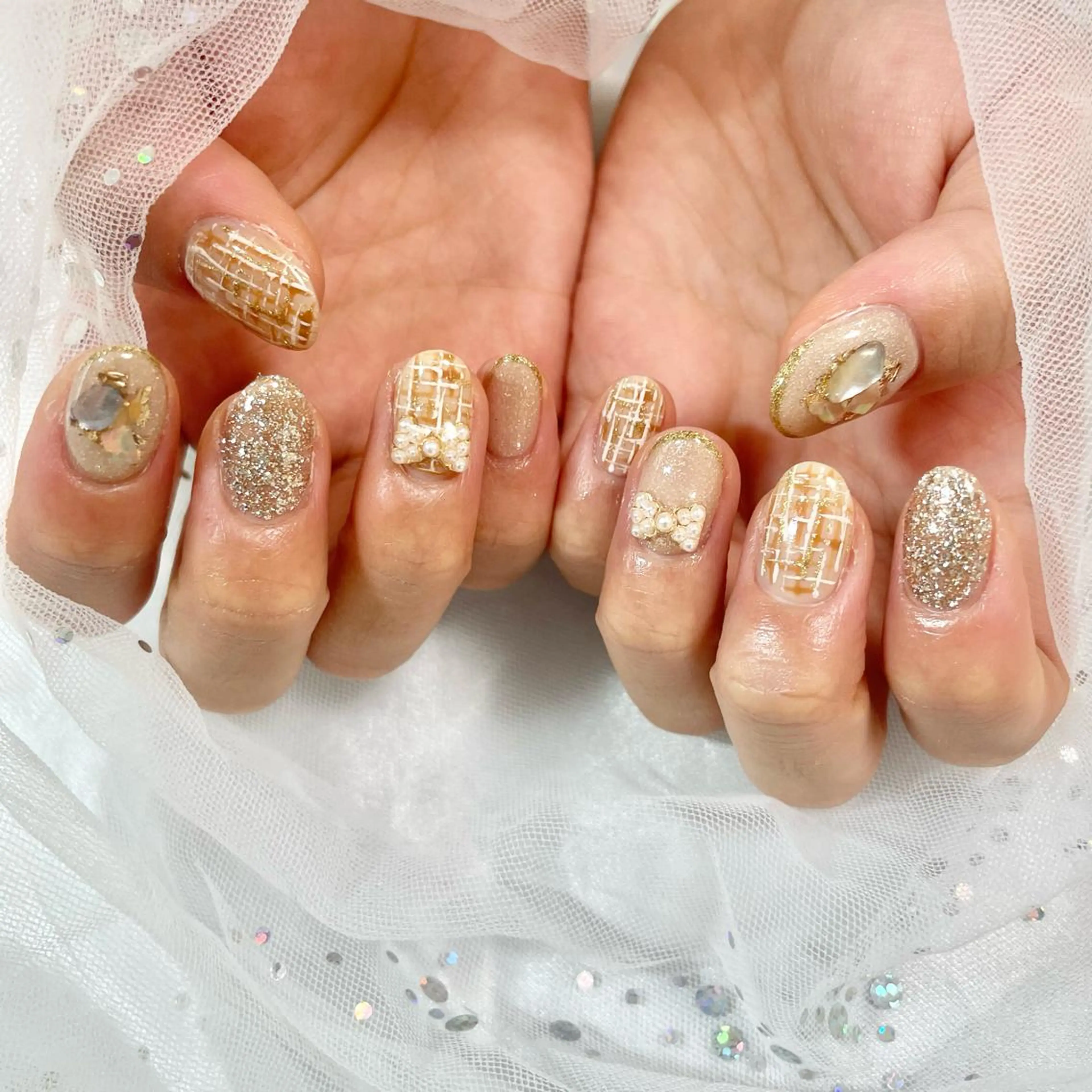 ネイル ツイードネイル 🎀AYAKO 🎀中韓ネイルのネイルデザイン