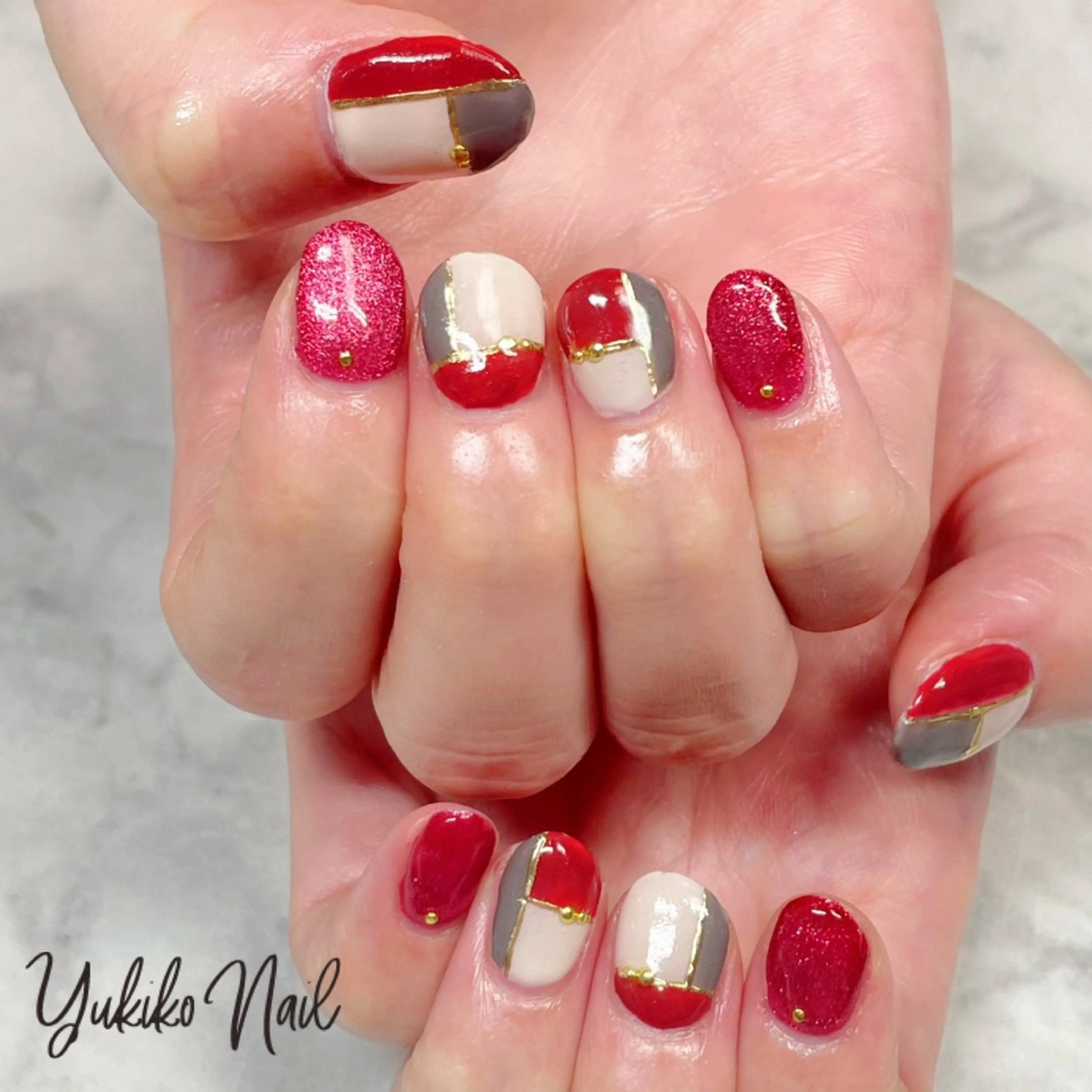 ネイル ボルドー マグネットネイル ハンドネイル ユキコ ネイルのネイルデザイン