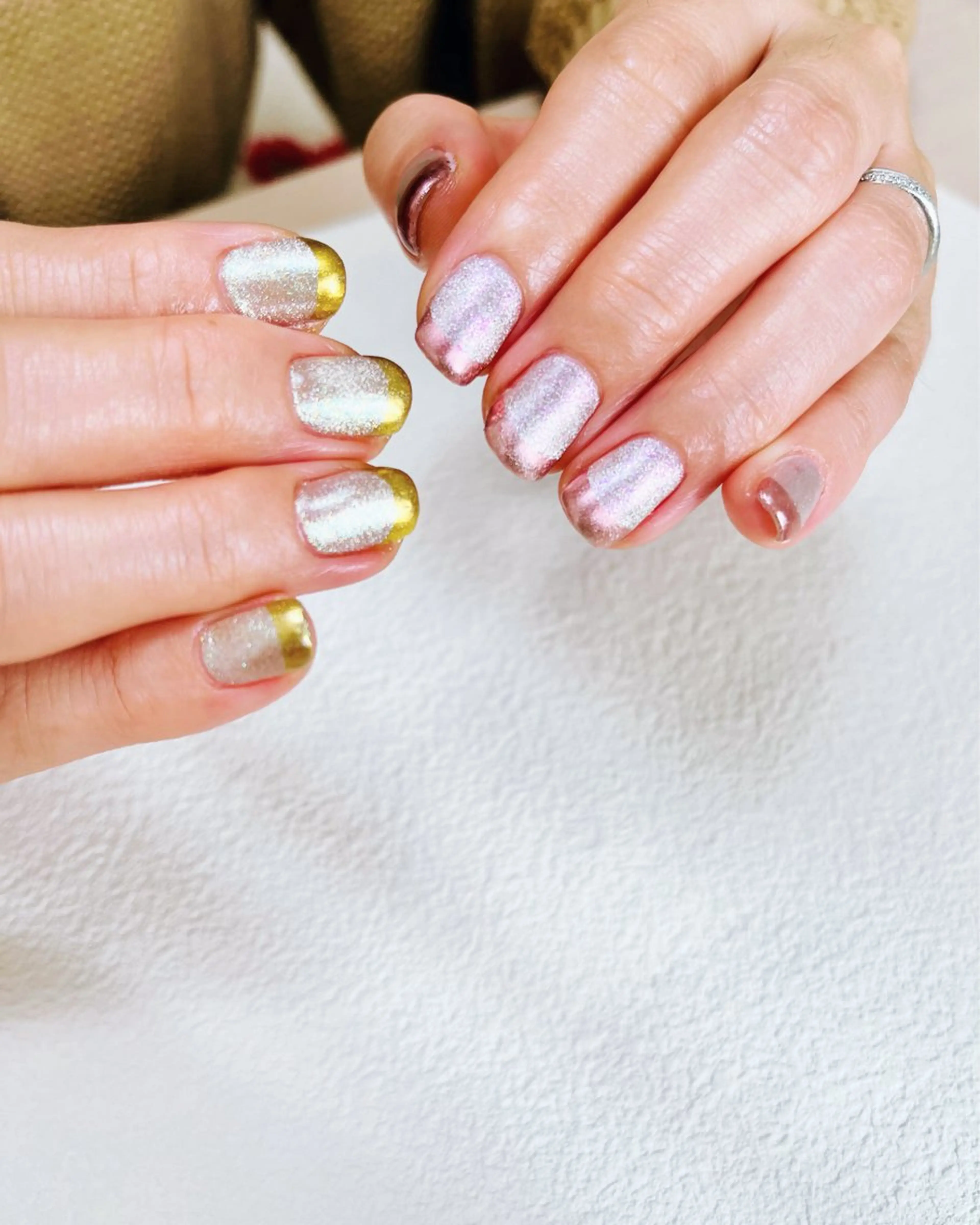 ネイル フレンチネイル マグネットネイル ミラーネイル nail room.のネイルデザイン